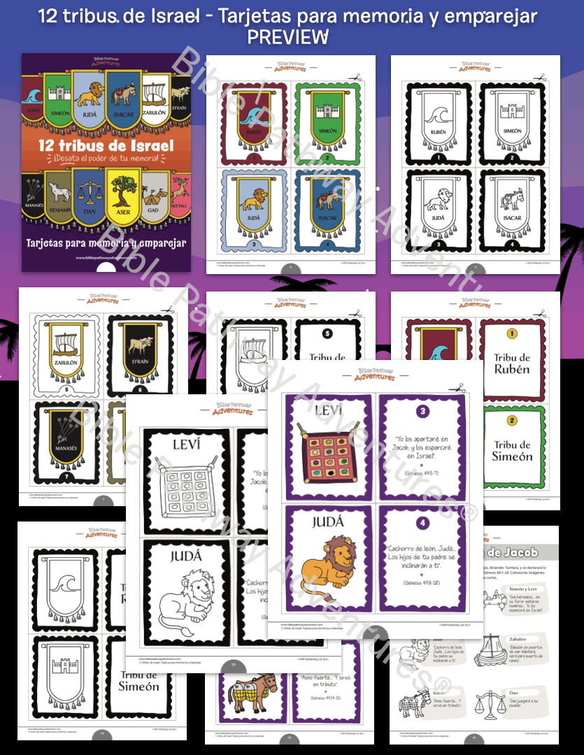 12 tribus de Israel: Tarjetas para memoria y emparejar (PDF)