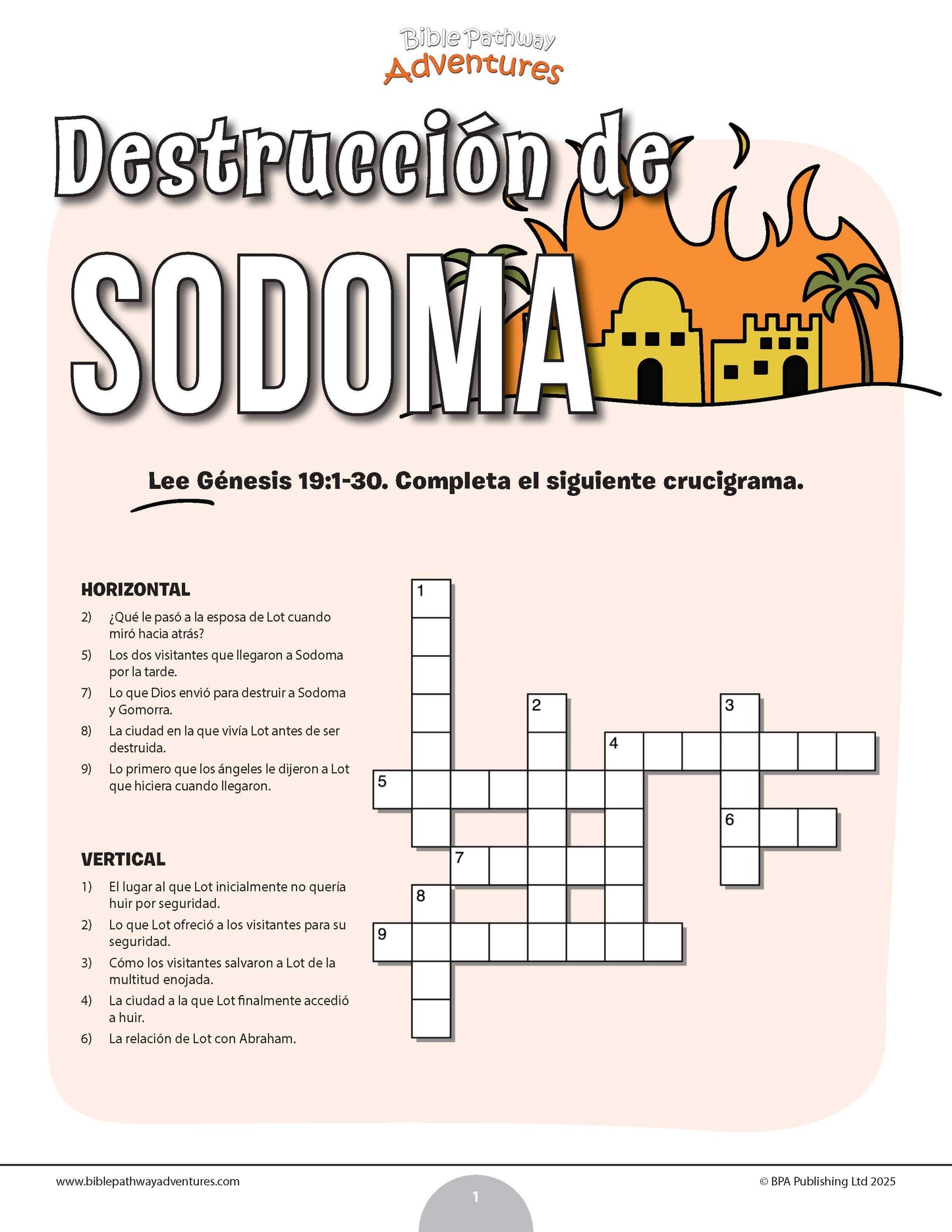 Crucigrama de la destrucción de Sodoma