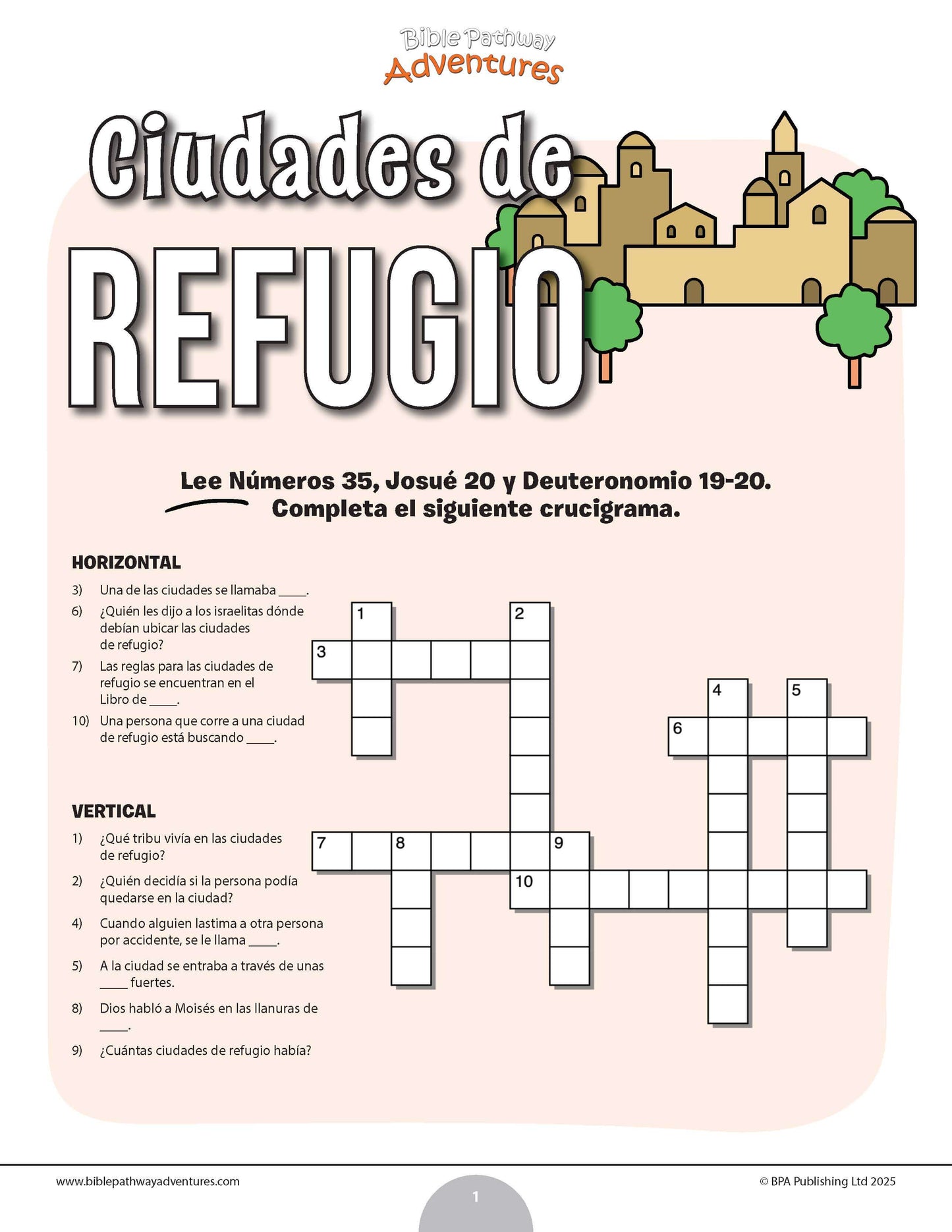Crucigrama de las ciudades de refugio