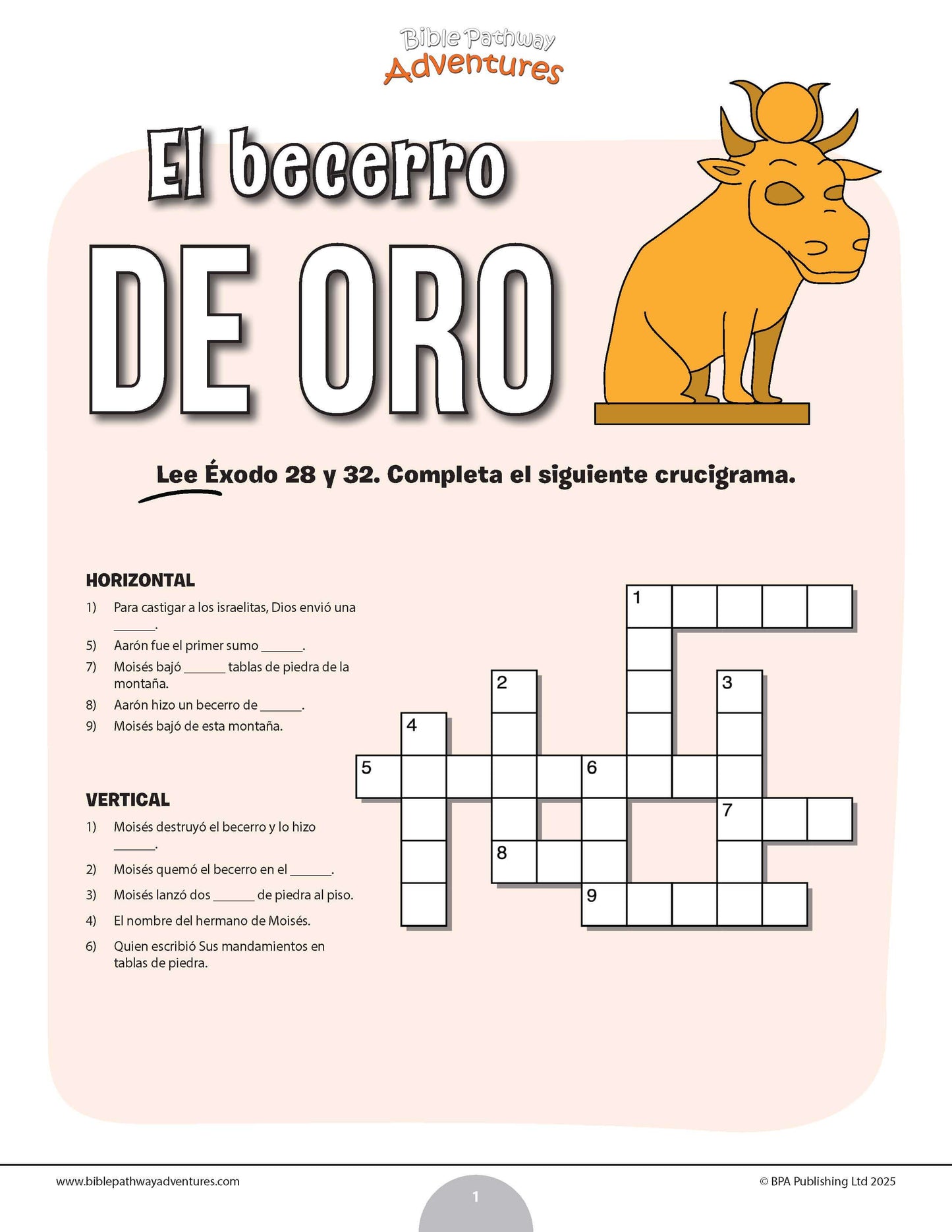 Crucigrama del becerro de oro