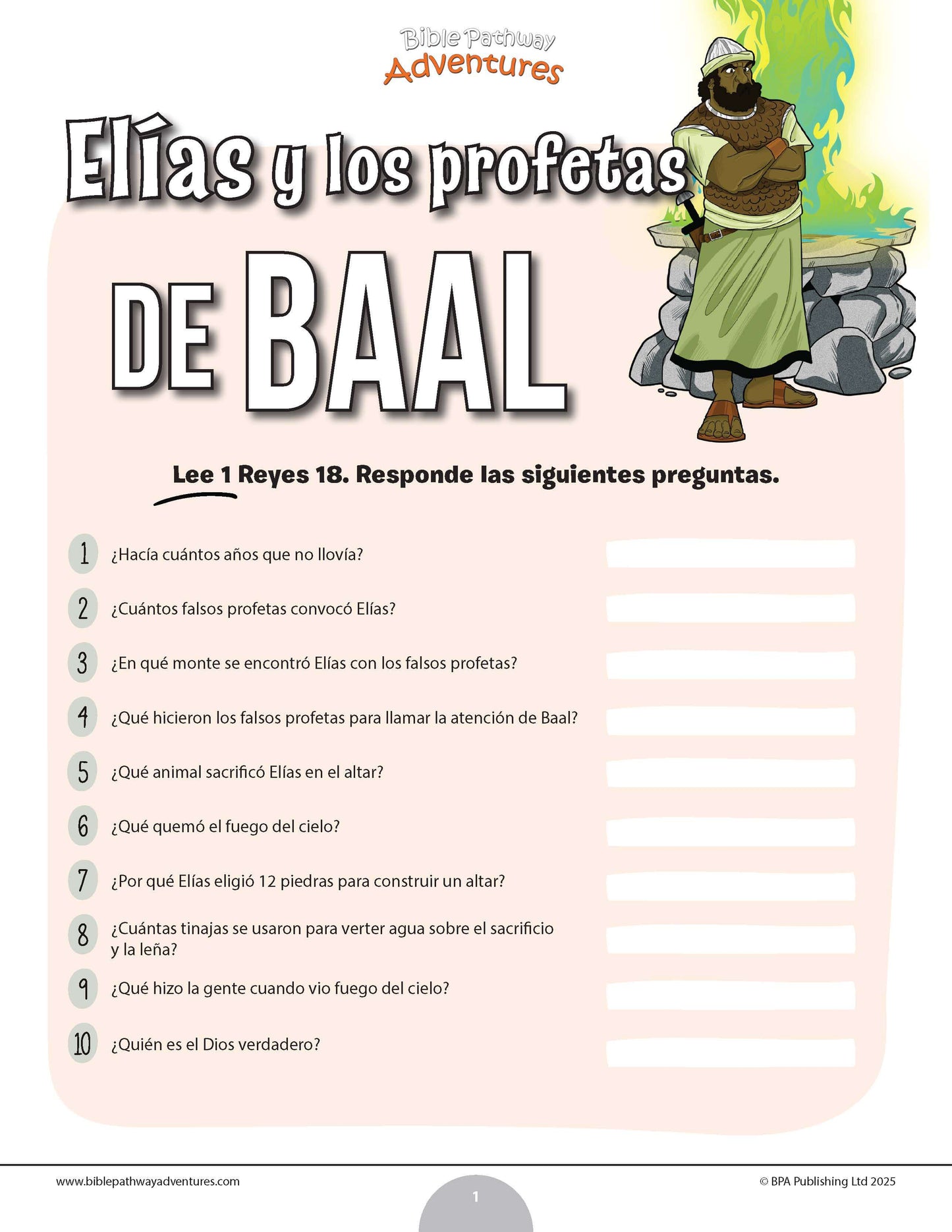 Cuestionario bíblico de Elías y los profetas de Baal