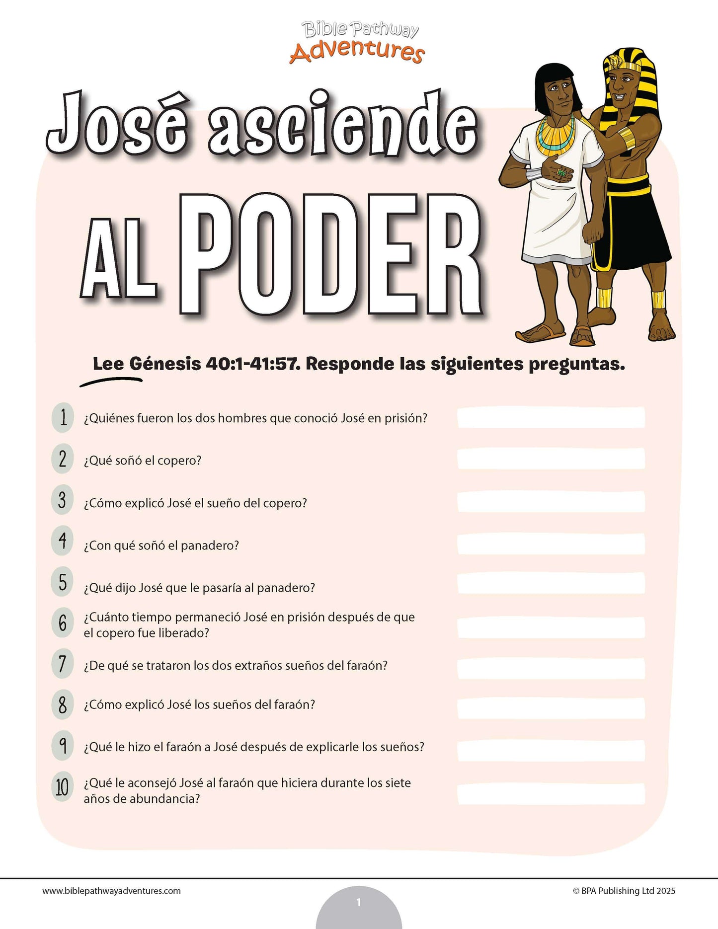 Cuestionario bíblico de José asciende al poder