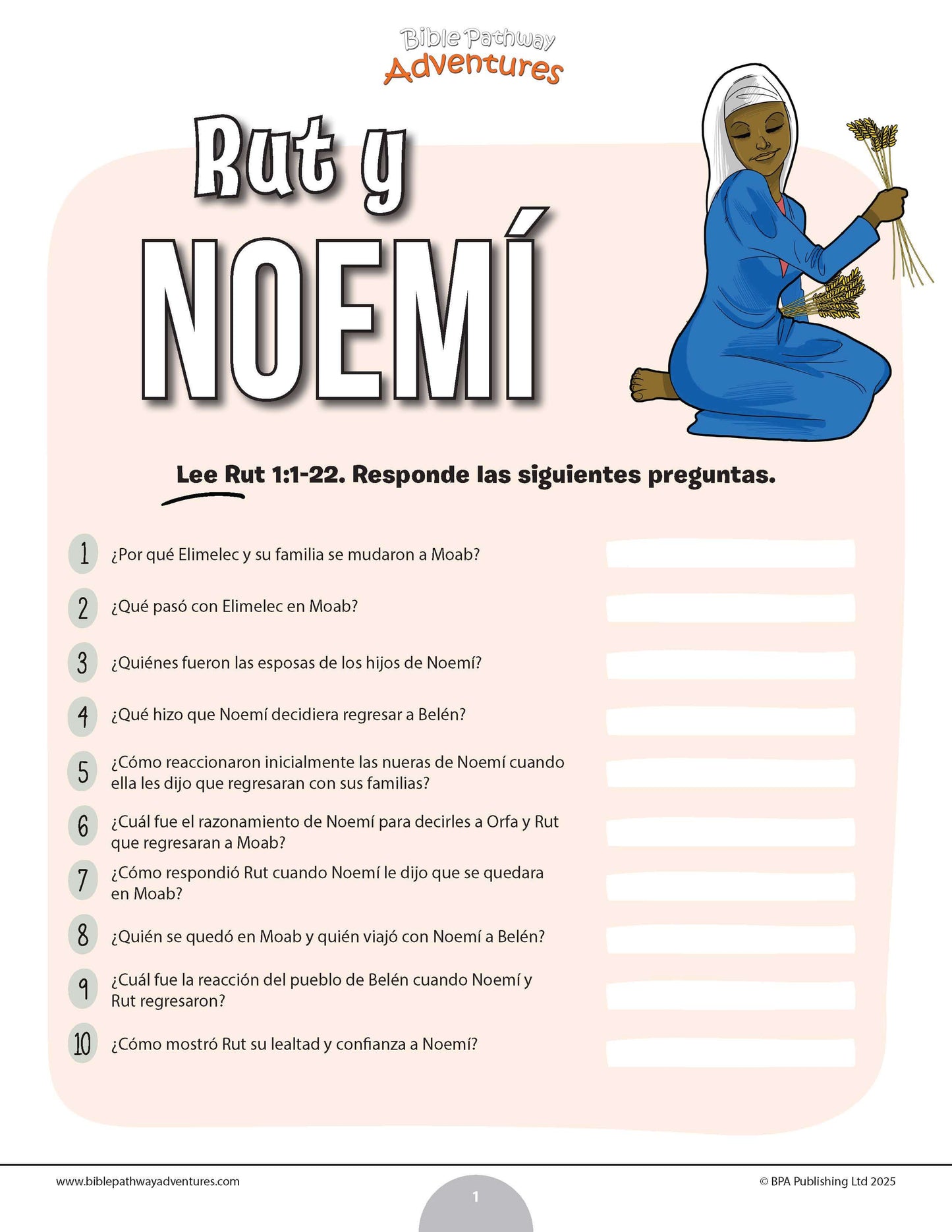 Cuestionario bíblico de Rut y Noemí