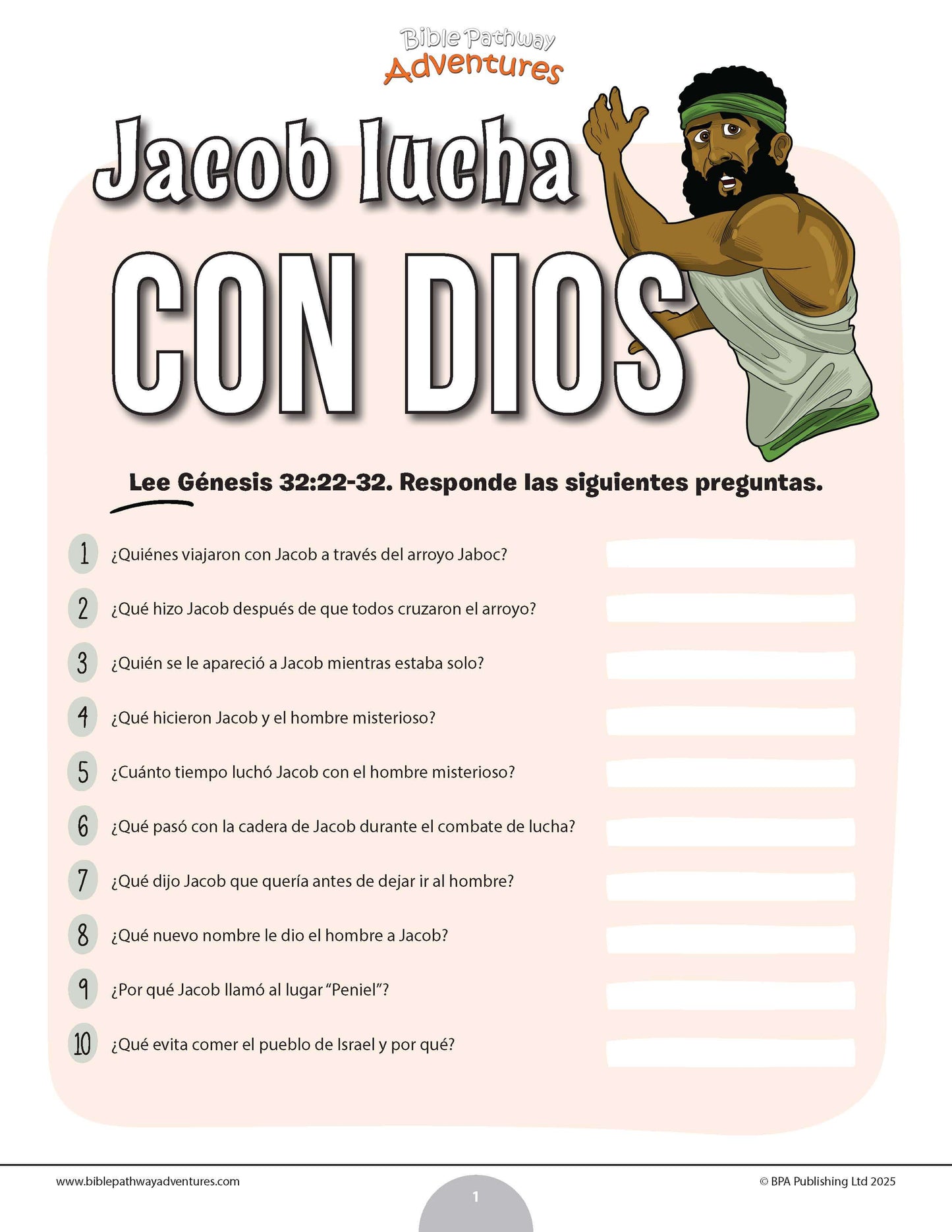 Cuestionario bíblico de la lucha de Jacob con Dios
