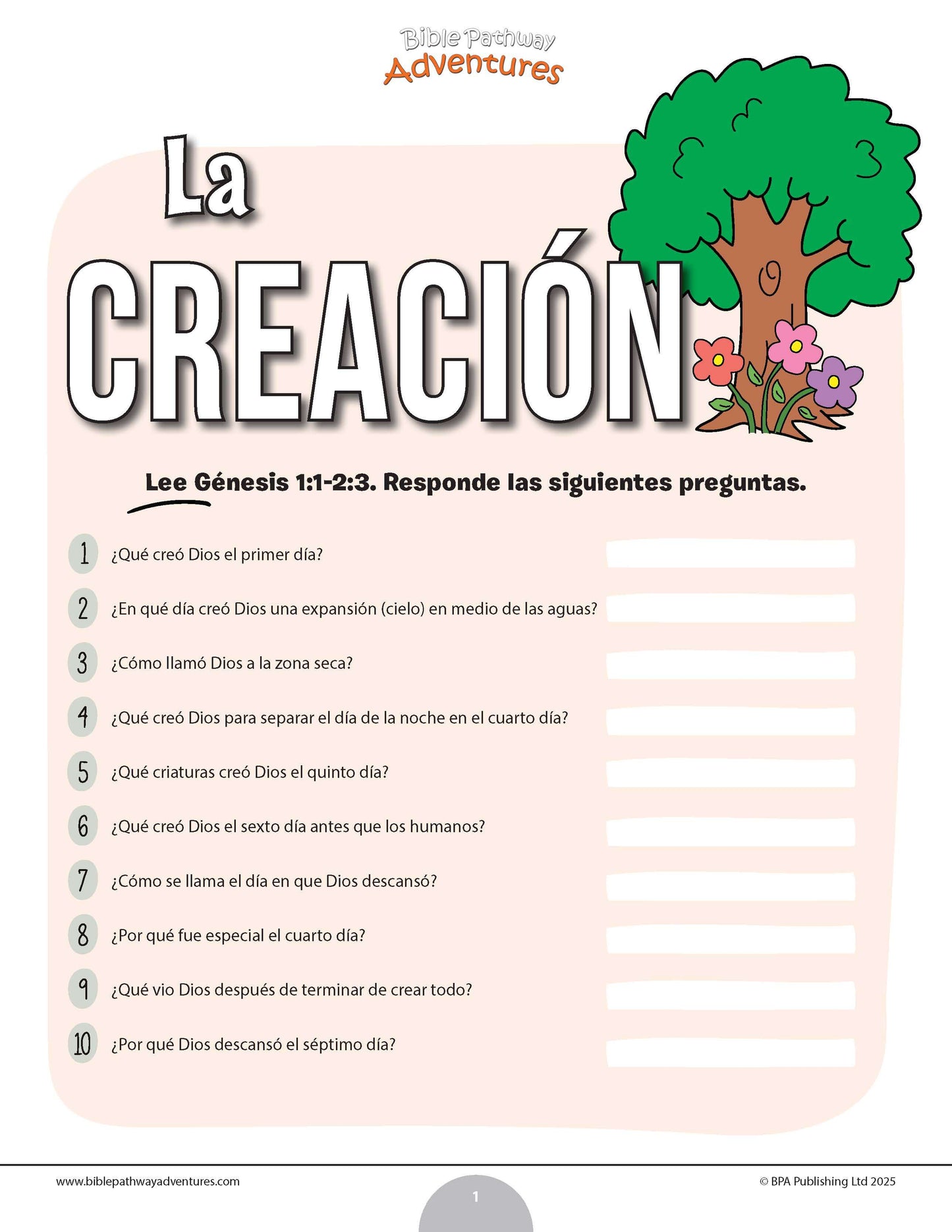 Cuestionario bíblico de la Creación