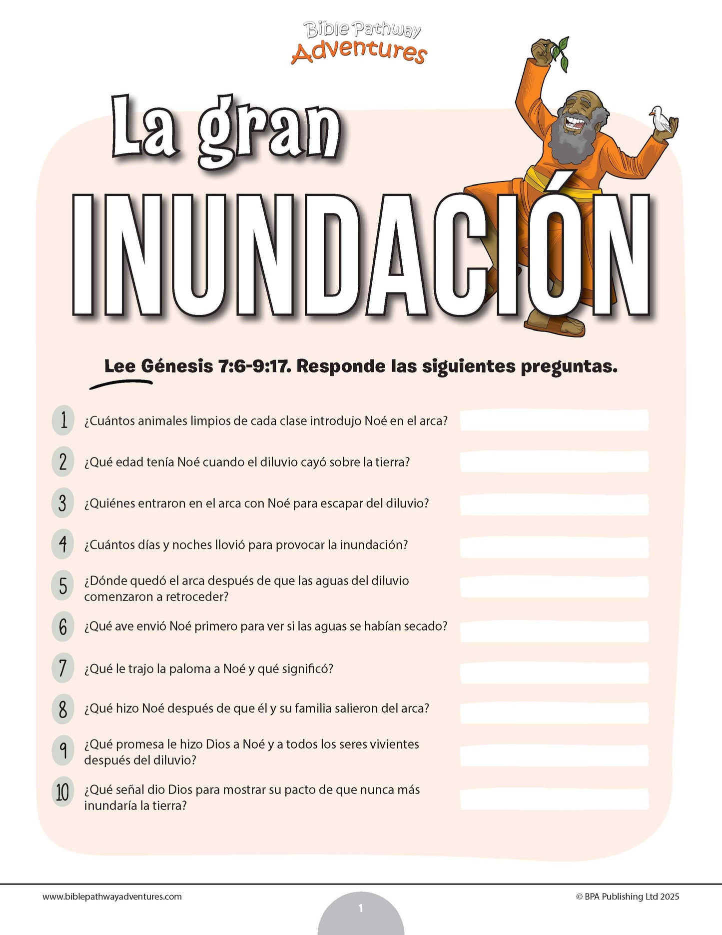 Cuestionario bíblico de la Gran Inundación