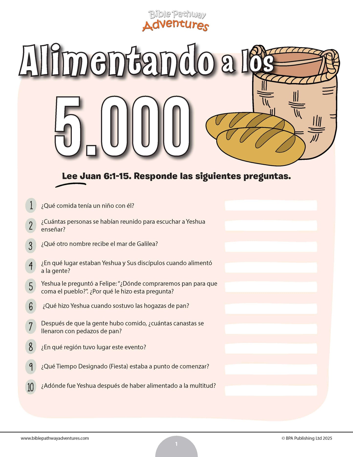 Cuestionario bíblico de la alimentación de los 5000