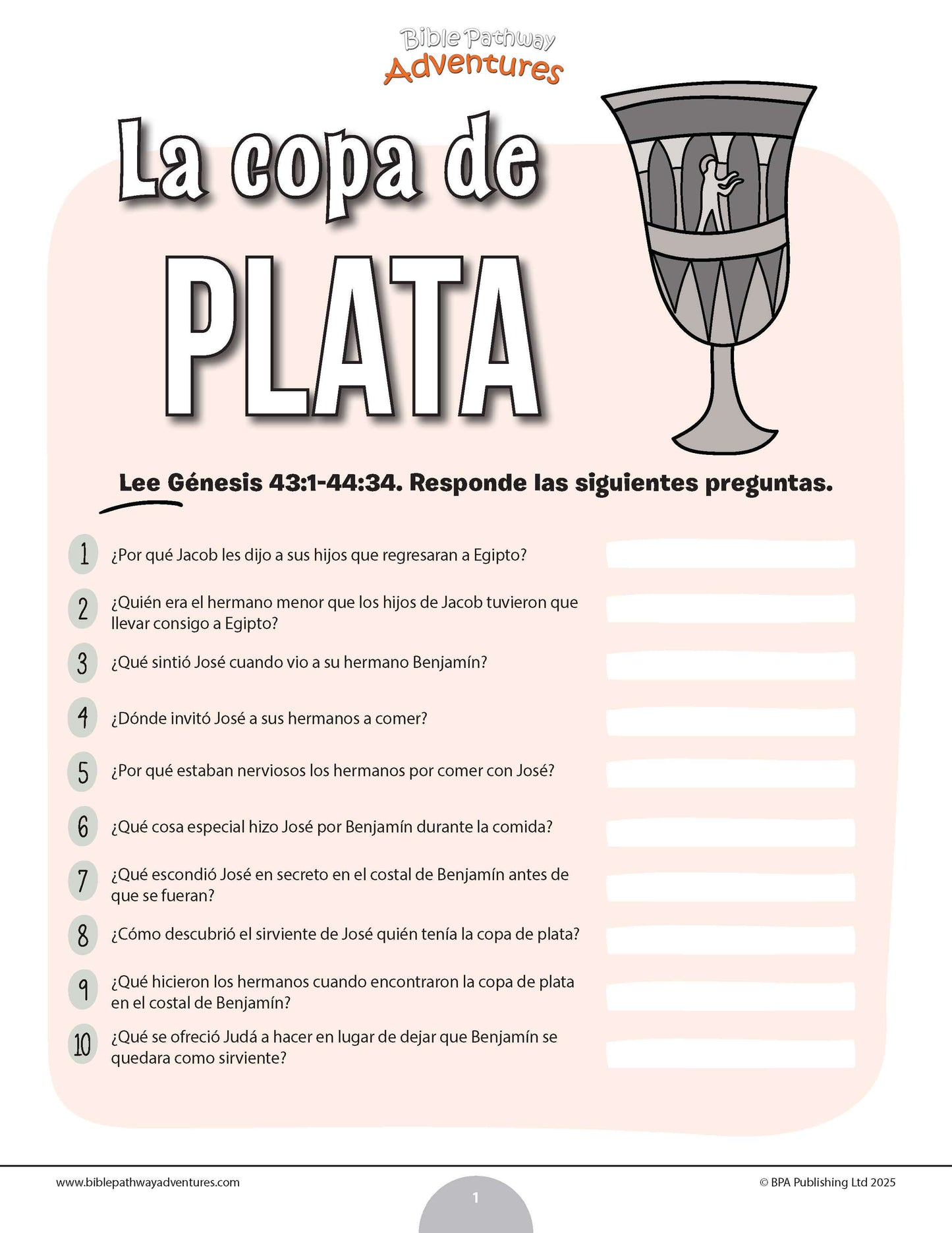 Cuestionario bíblico de la copa de plata