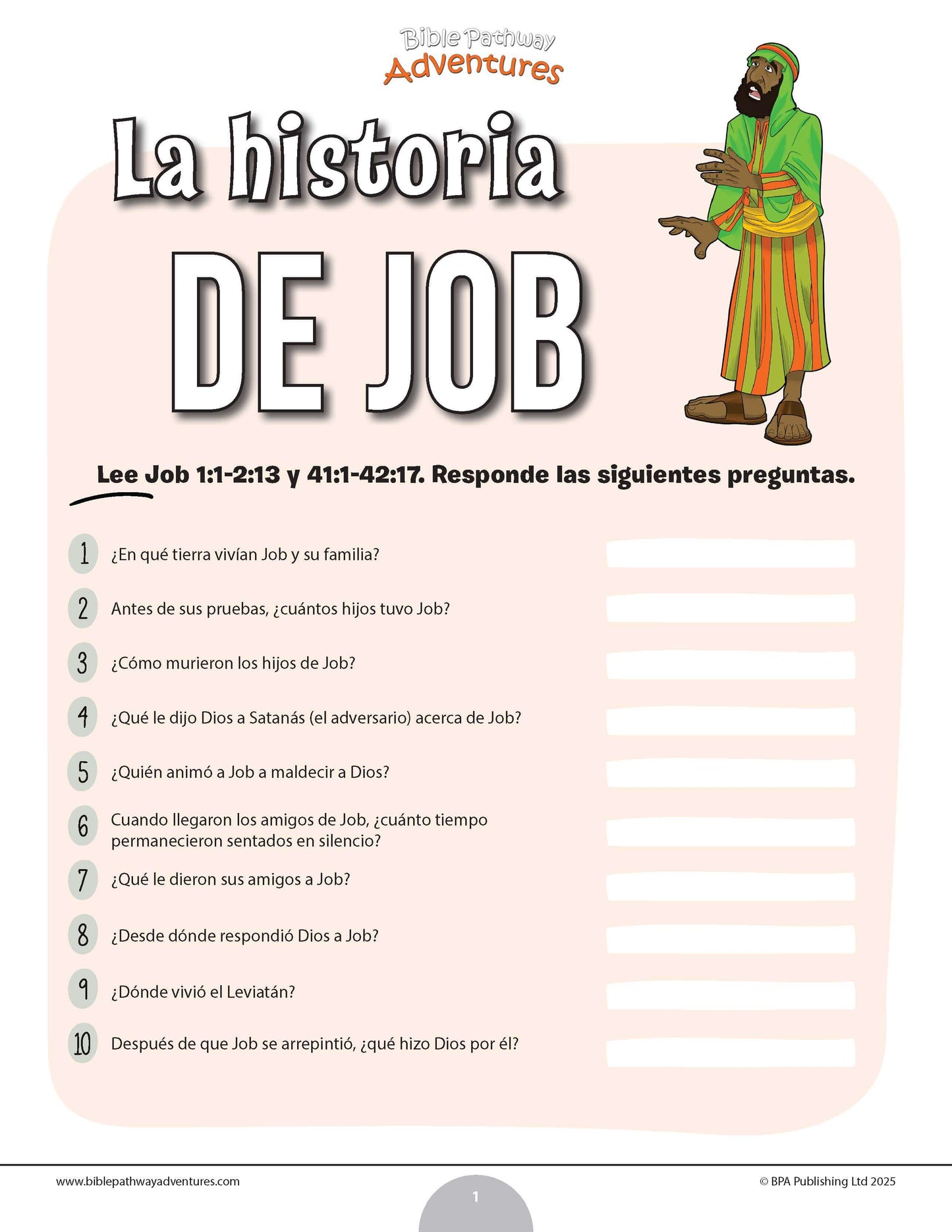 Cuestionario bíblico de la historia de Job