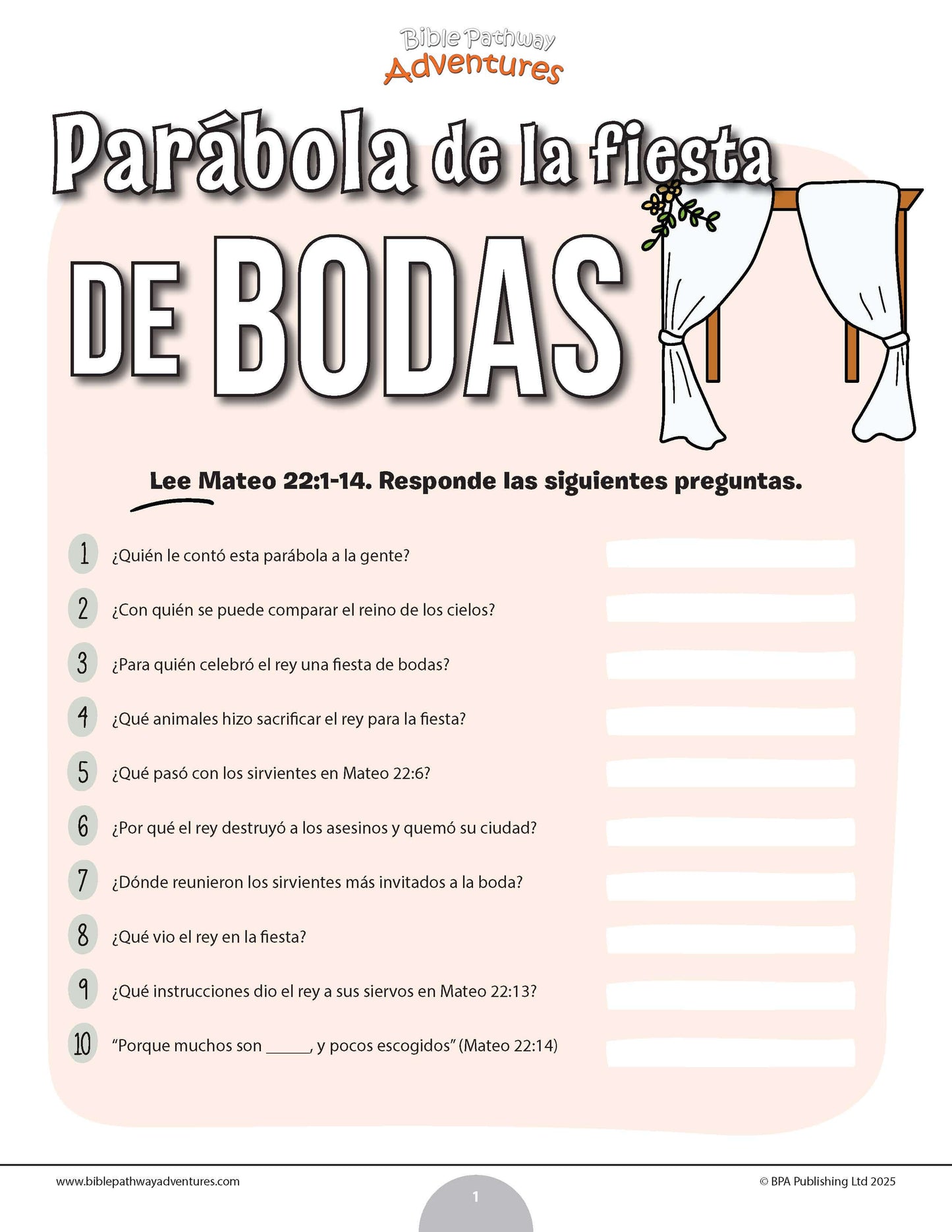 Cuestionario bíblico de la parábola de la fiesta de bodas