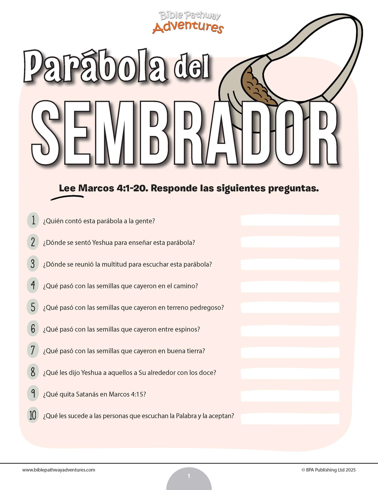 Cuestionario bíblico de la parábola del sembrador