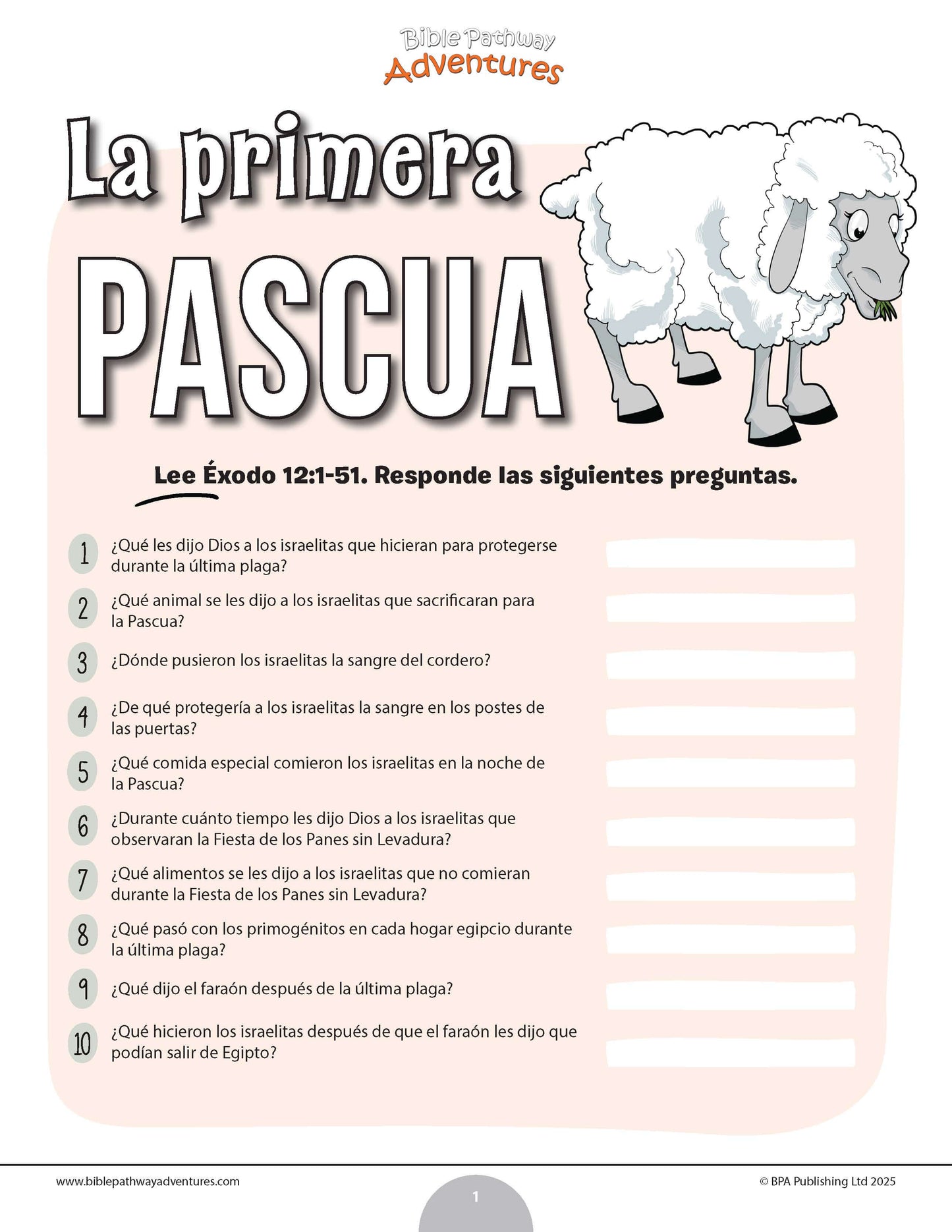 Cuestionario bíblico de la primera Pascua