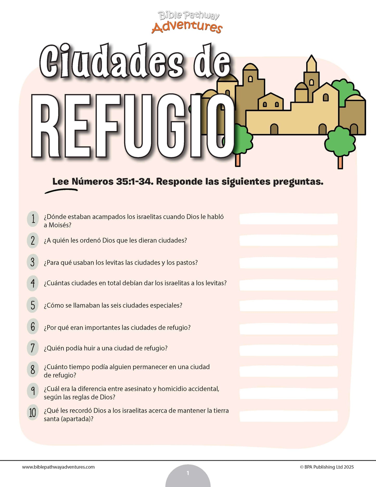 Cuestionario bíblico de las ciudades de refugio