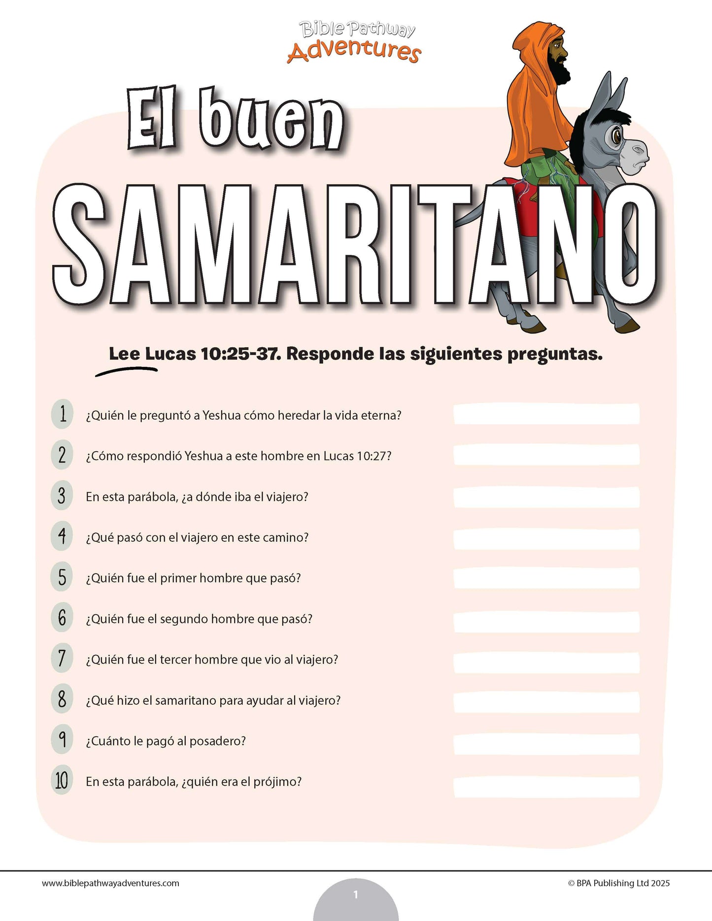 Cuestionario bíblico del buen samaritano
