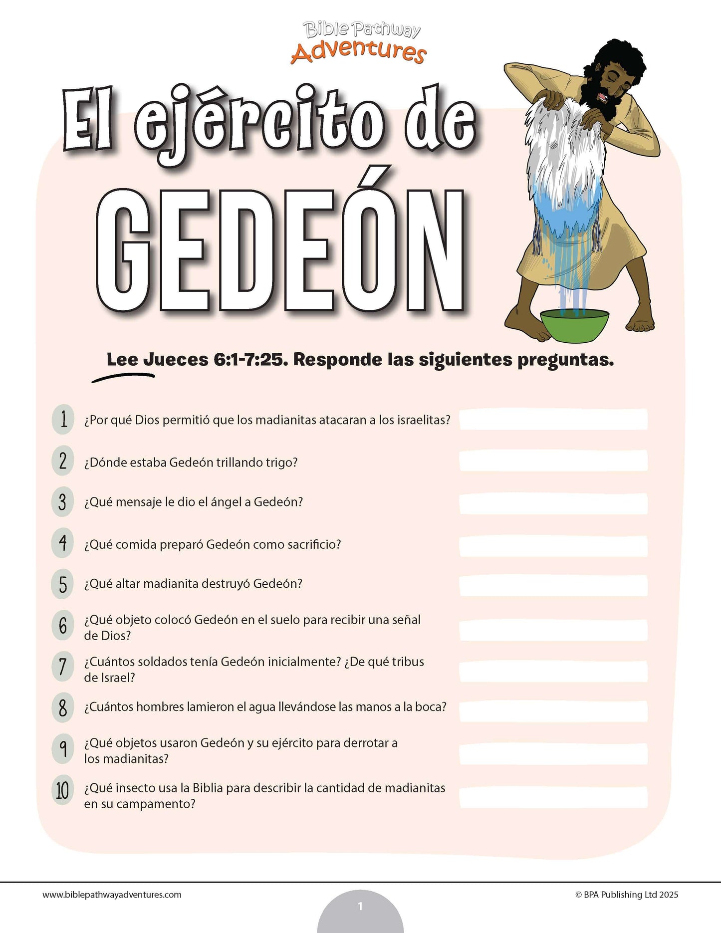 Cuestionario bíblico del ejército de Gedeón