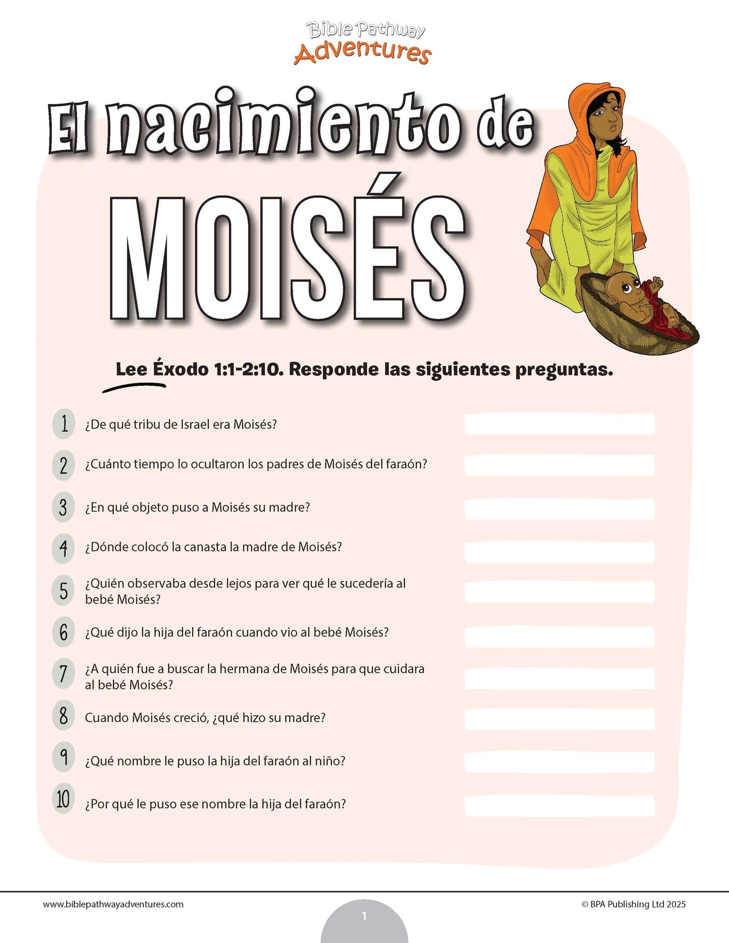 Cuestionario bíblico del nacimiento de Moisés