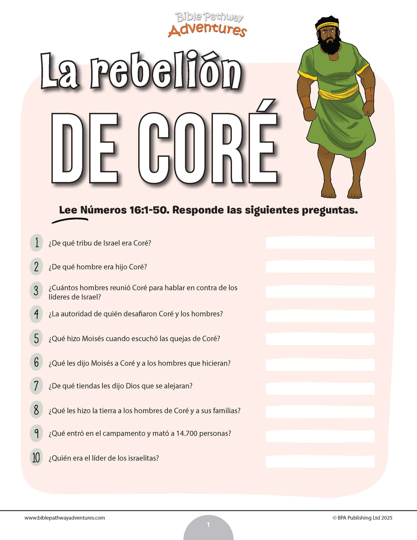 Cuestionario bíblico de la rebelión de Coré