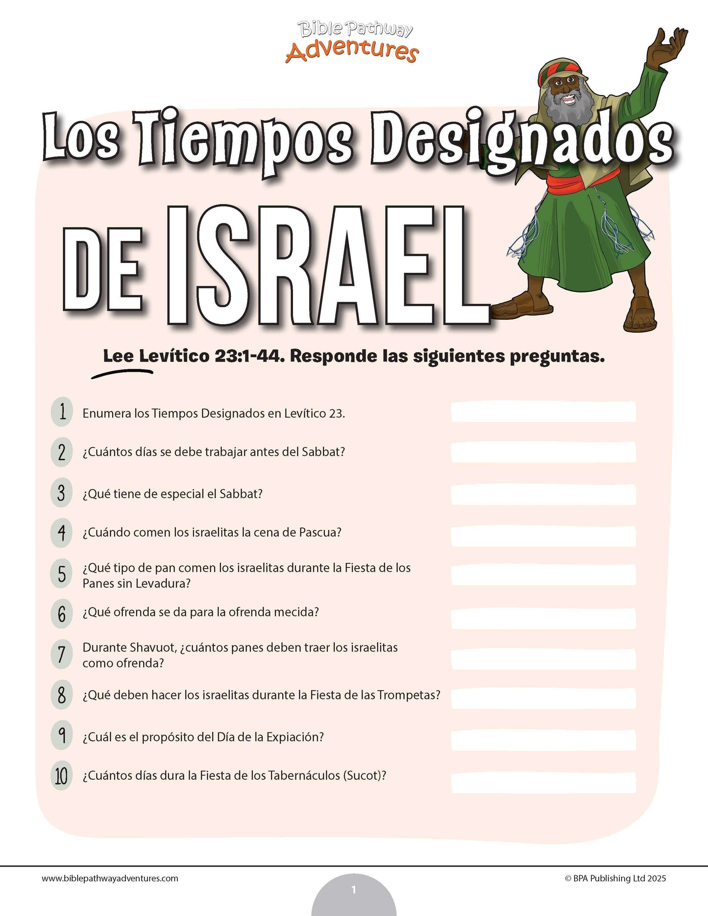 Cuestionario bíblico de los Tiempos Designados de Israel