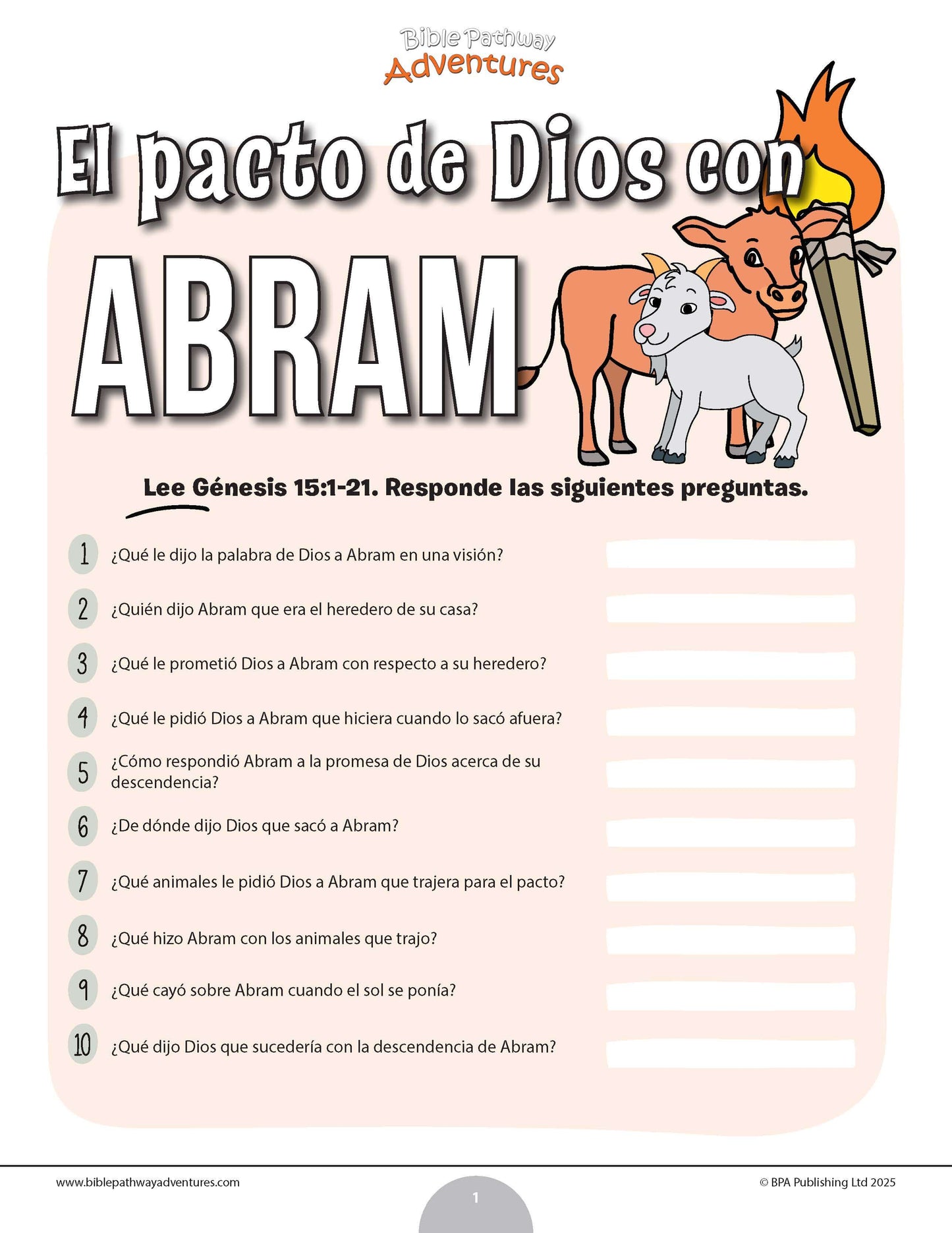 Cuestionario bíblico del pacto de Dios con Abram