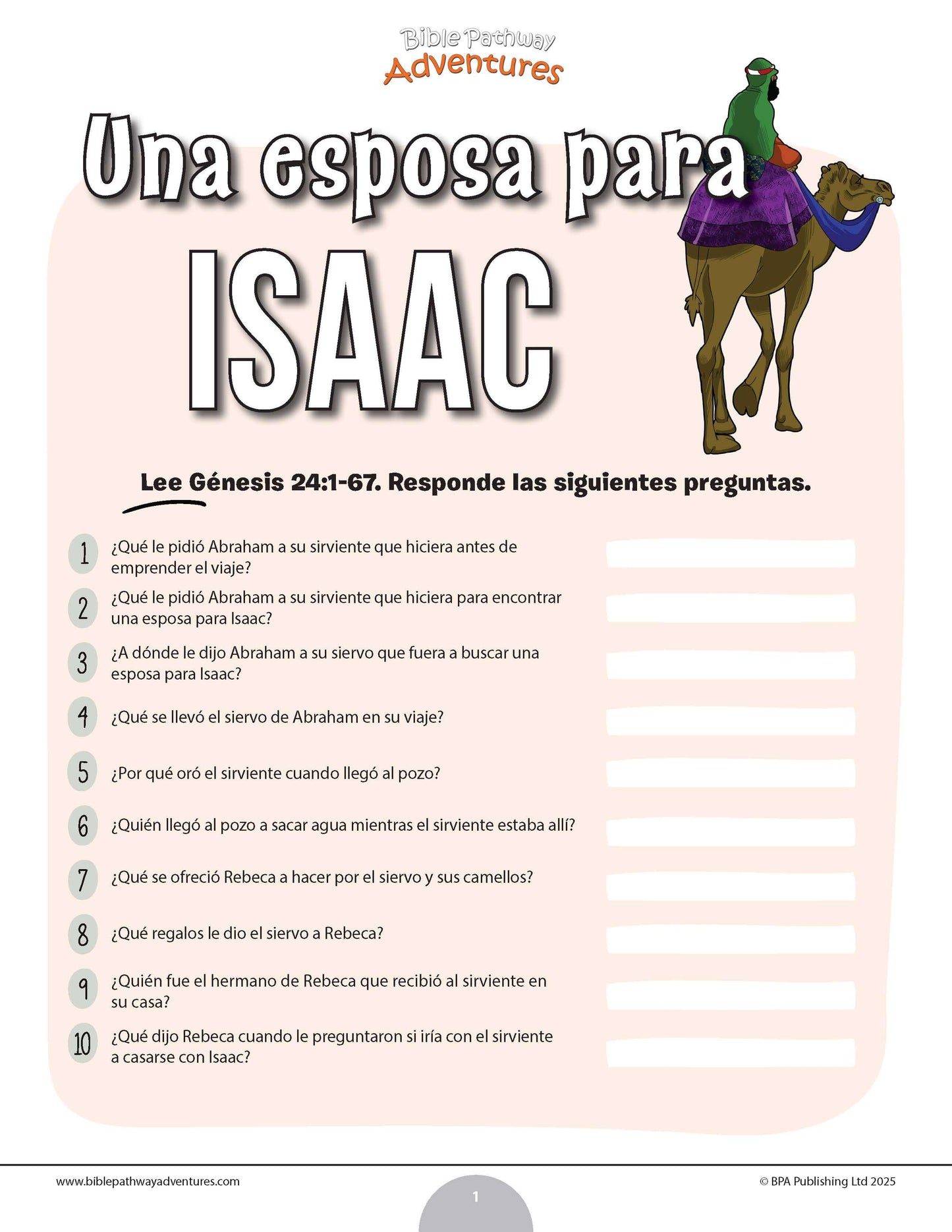 Cuestionario bíblico de una esposa para Isaac
