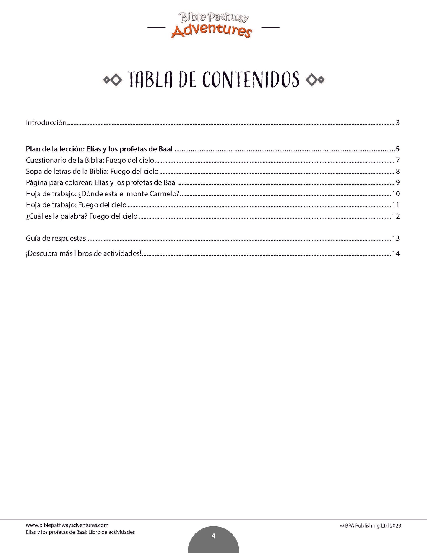 Elías y los profetas de Baal: Libro de actividades (PDF)