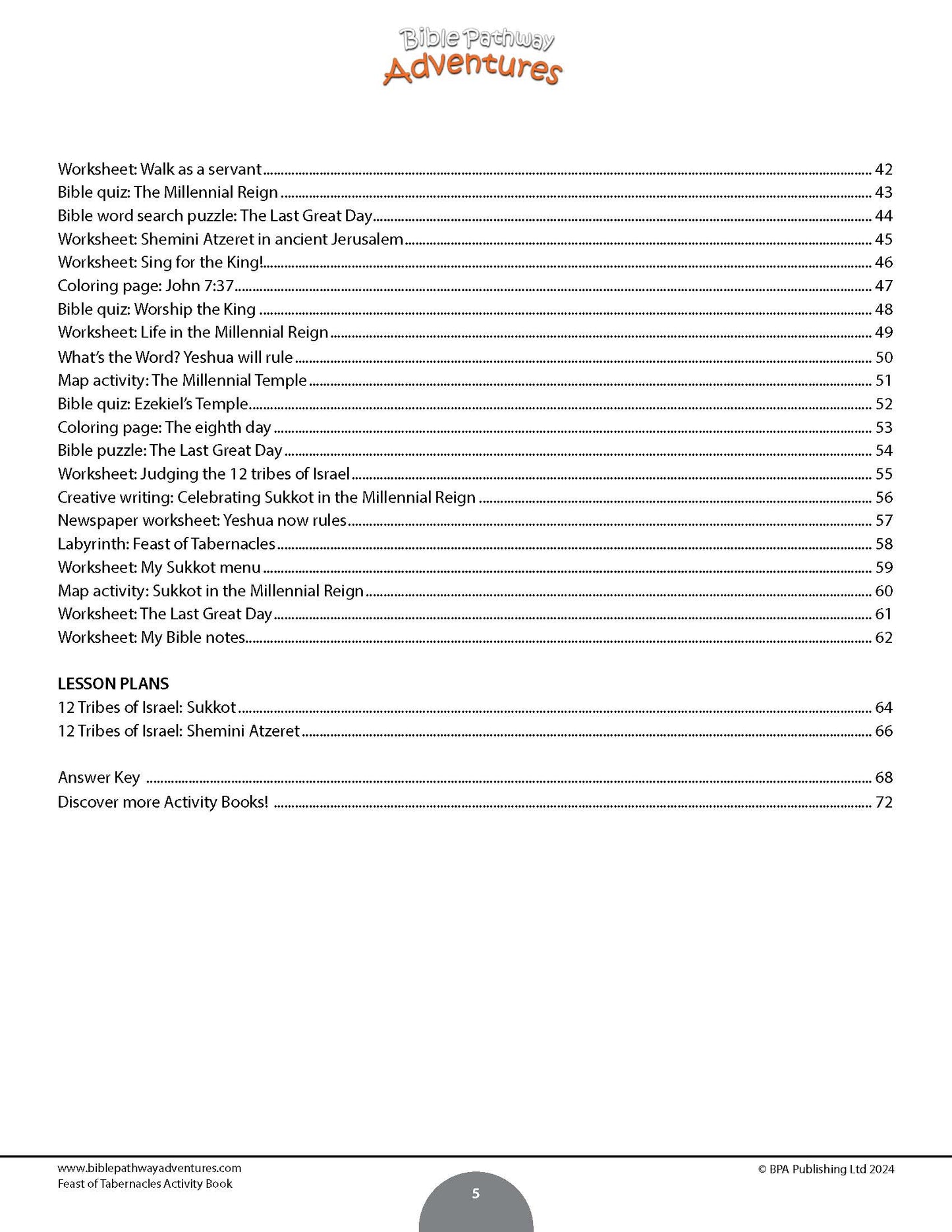 Libro de actividades de la Fiesta de los Tabernáculos (Sukkot)