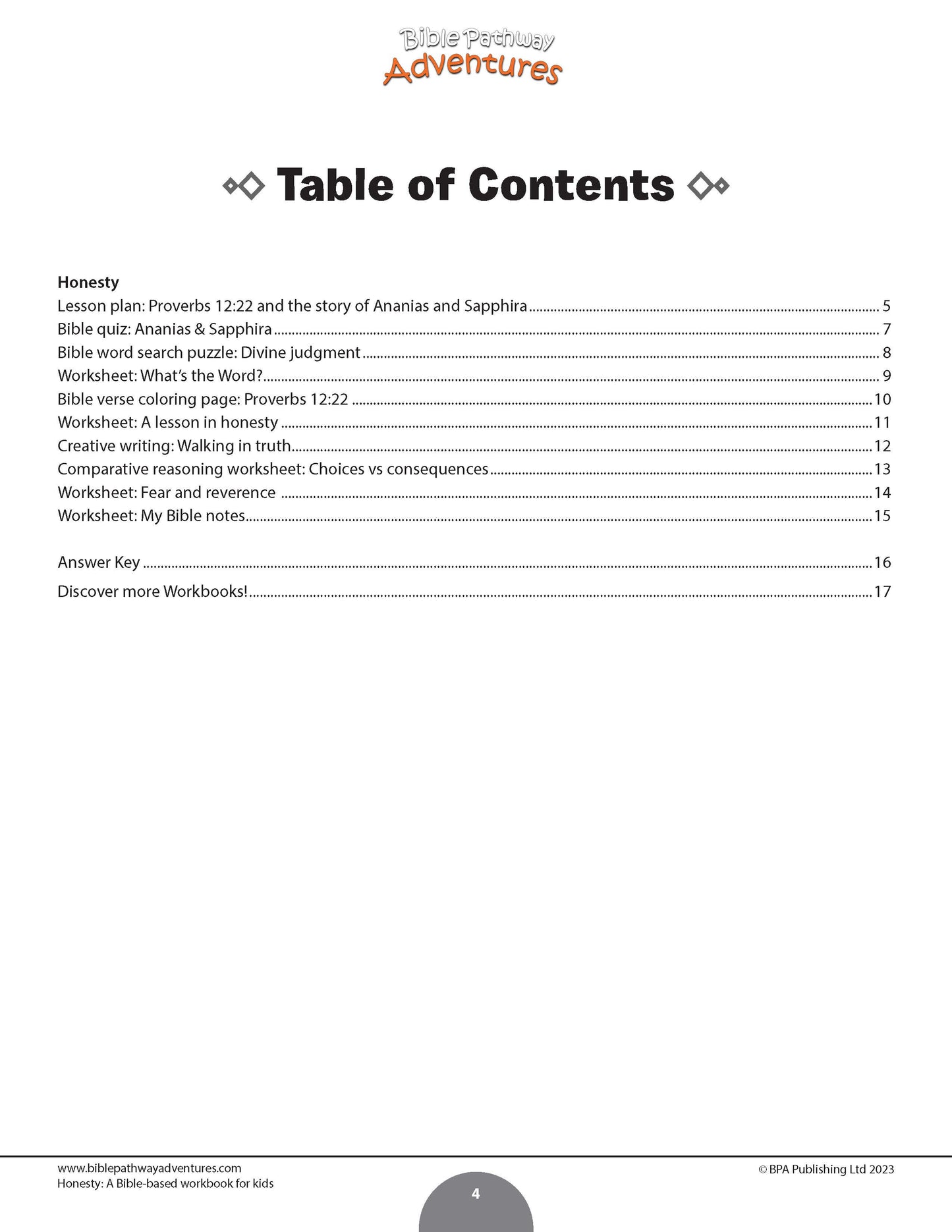 Honesty: A Bible-based Workbook for Kids (PDF)