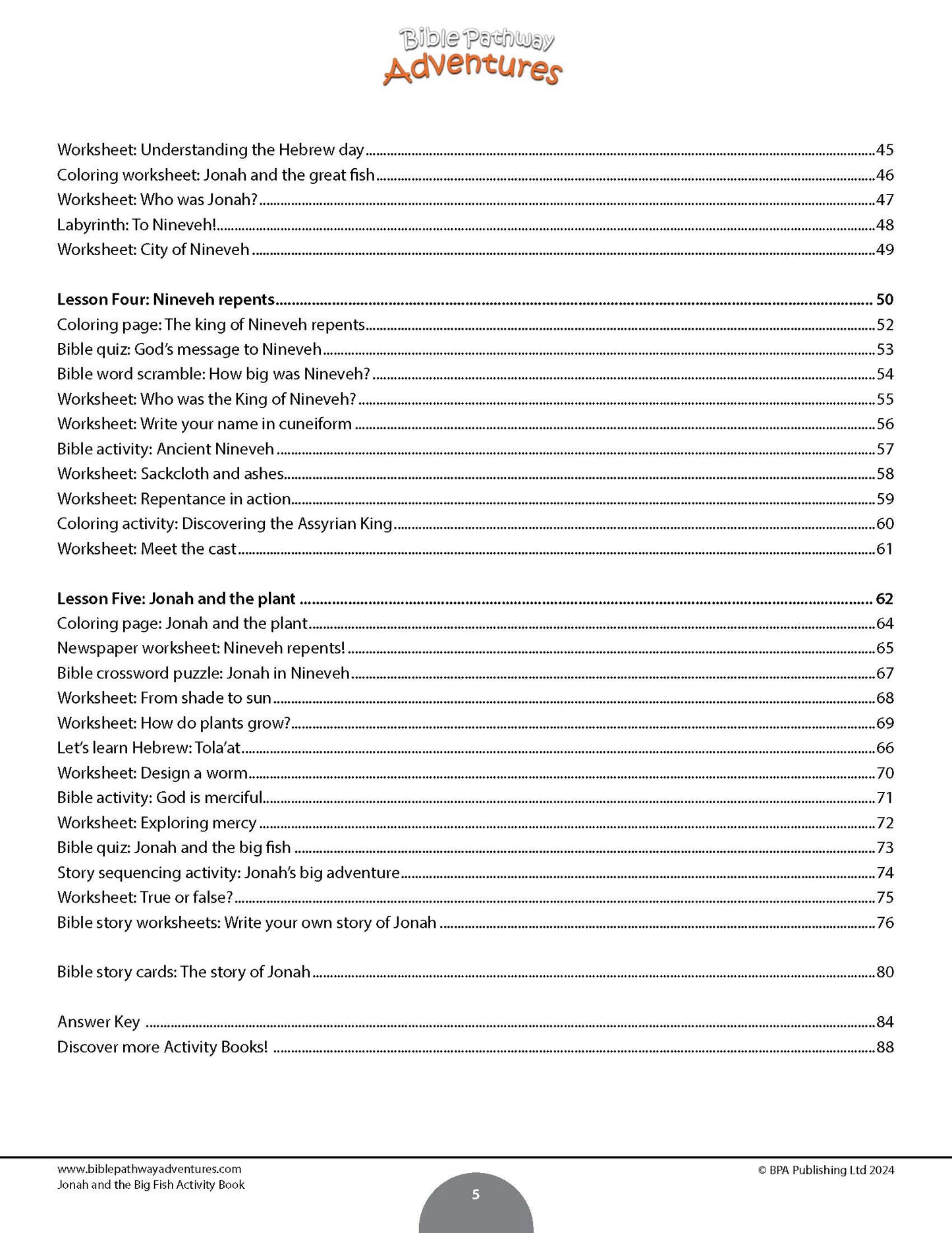 Jonah and the Big Fish Activity Book (PDF)