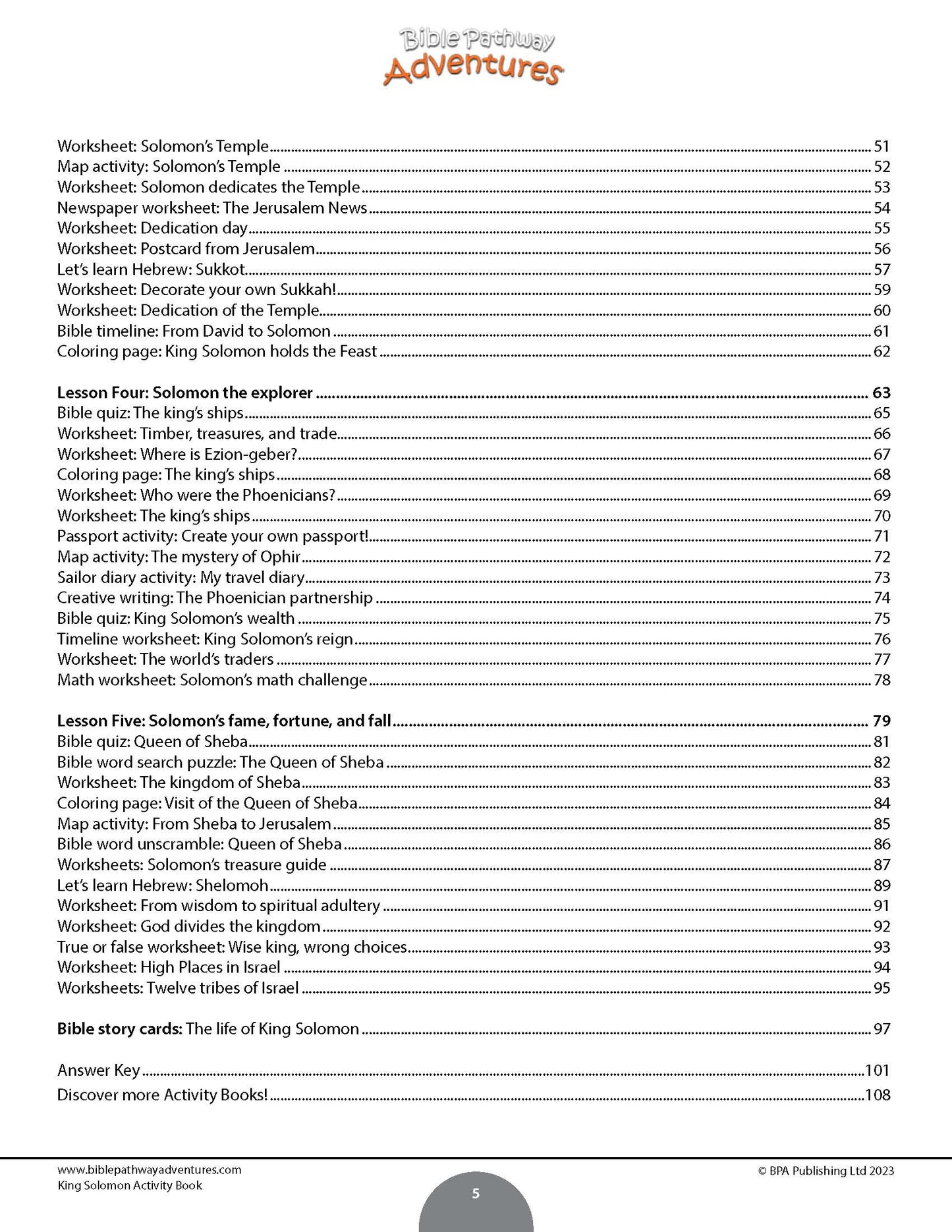 King Solomon Activity Book (PDF)