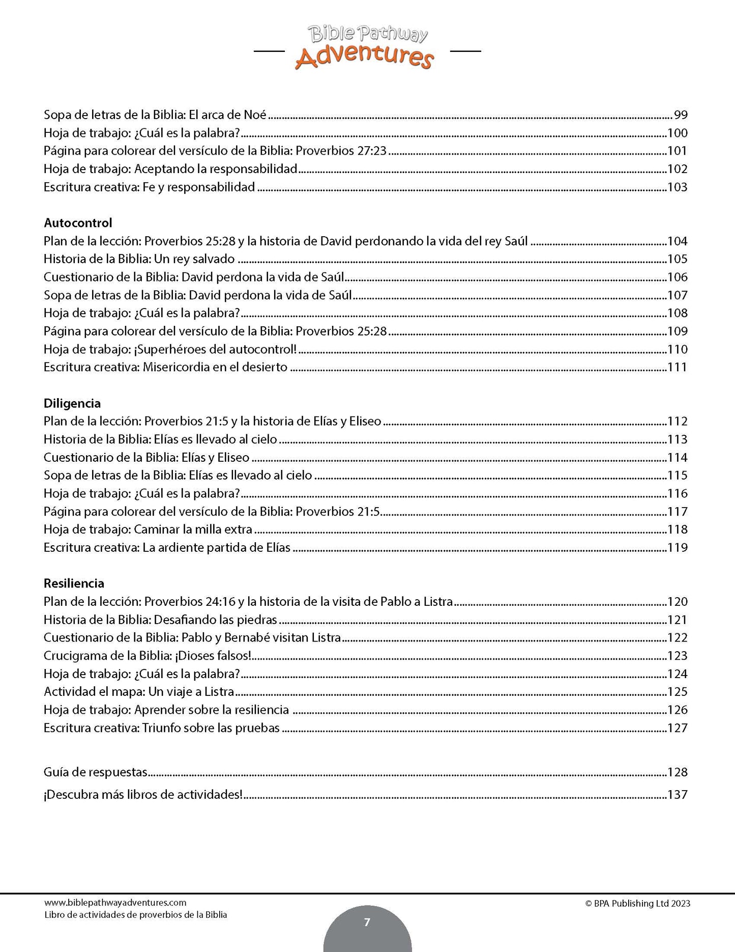 Libro de actividades de proverbios de la Biblia (PDF)