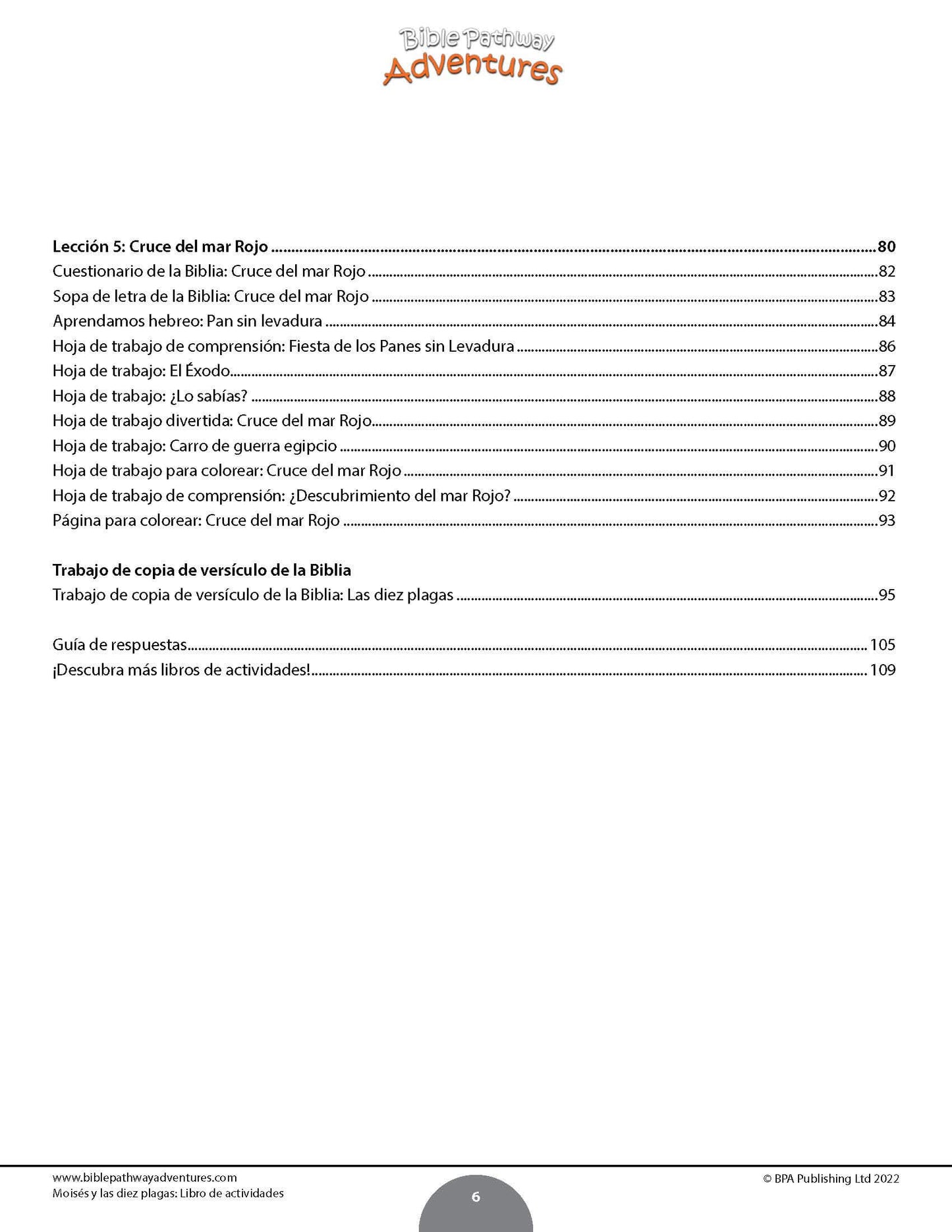 Moisés y las diez plagas: Libro de actividades (PDF)