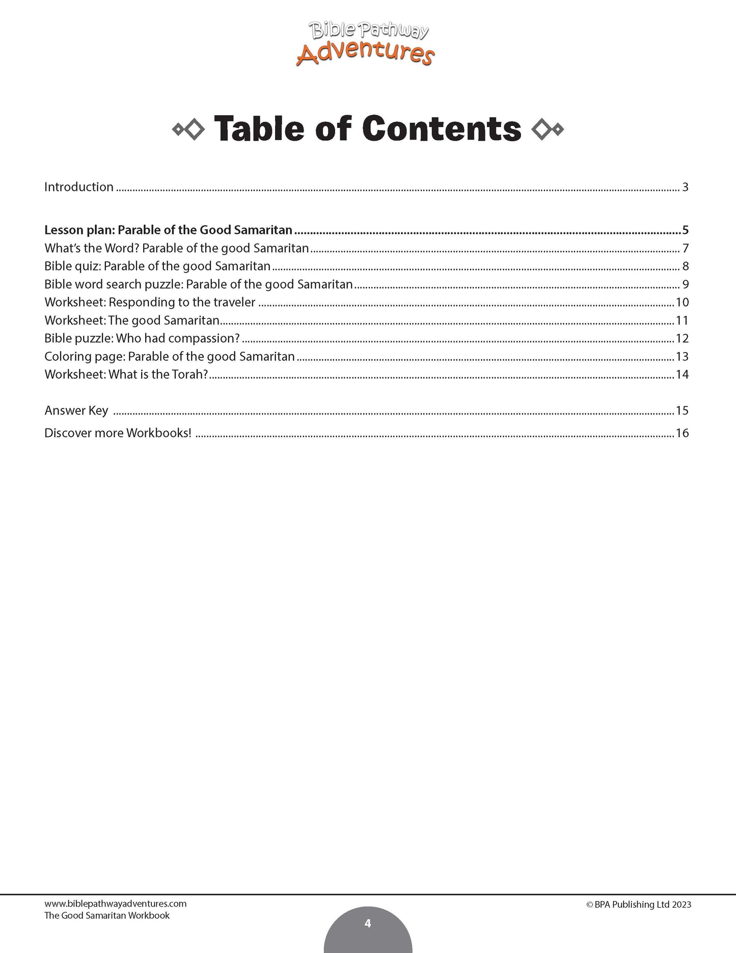 Parable of the Good Samaritan Workbook