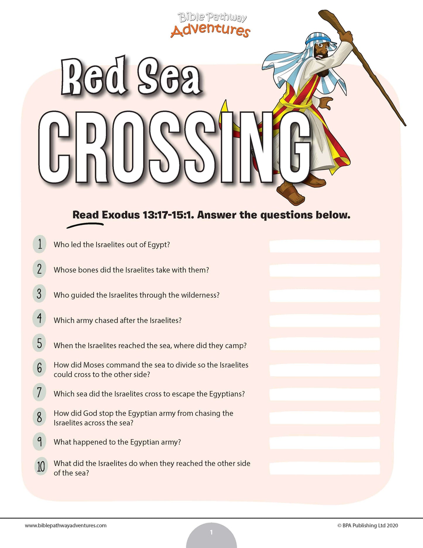 Red Sea Crossing Bible quiz (PDF)