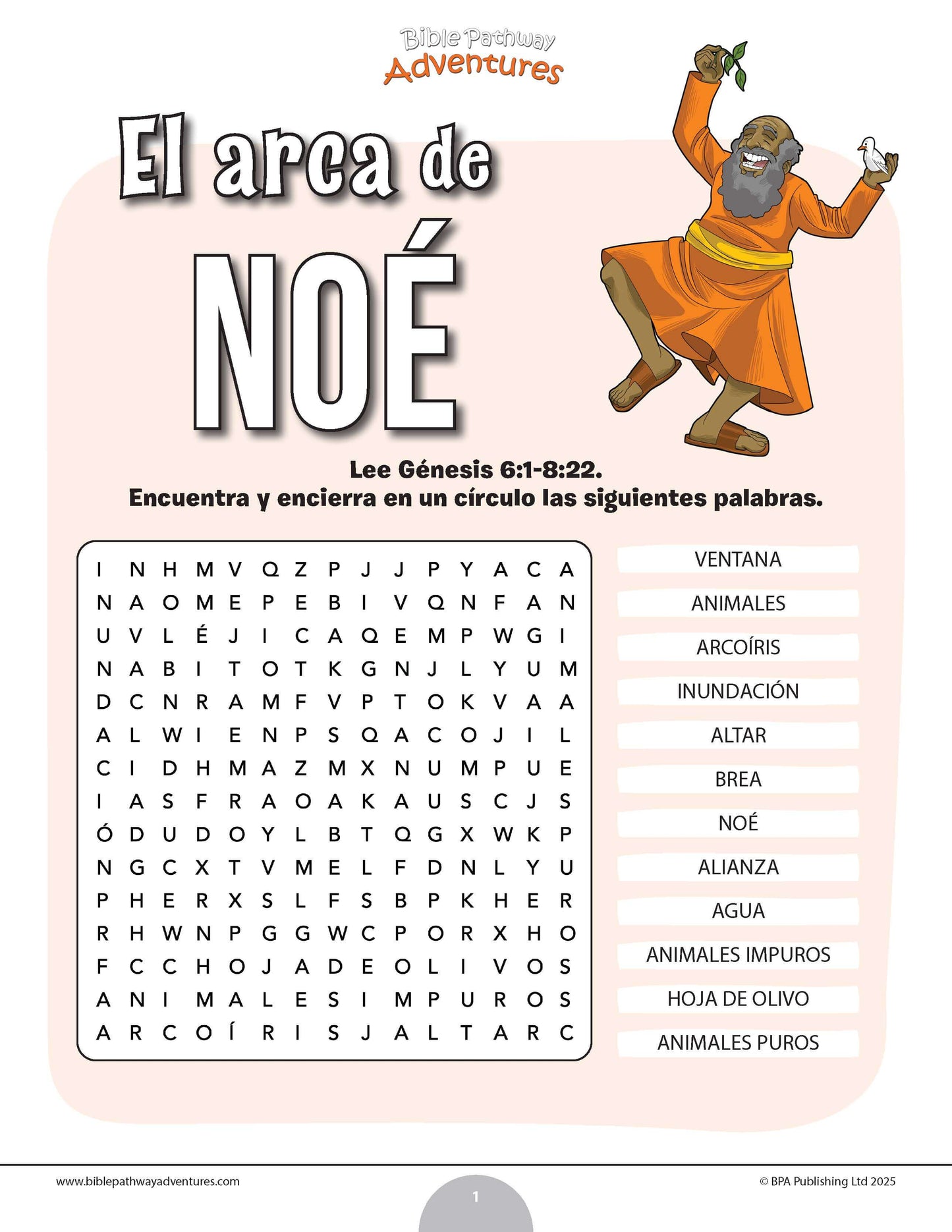 Sopa de letras del Arca de Noé