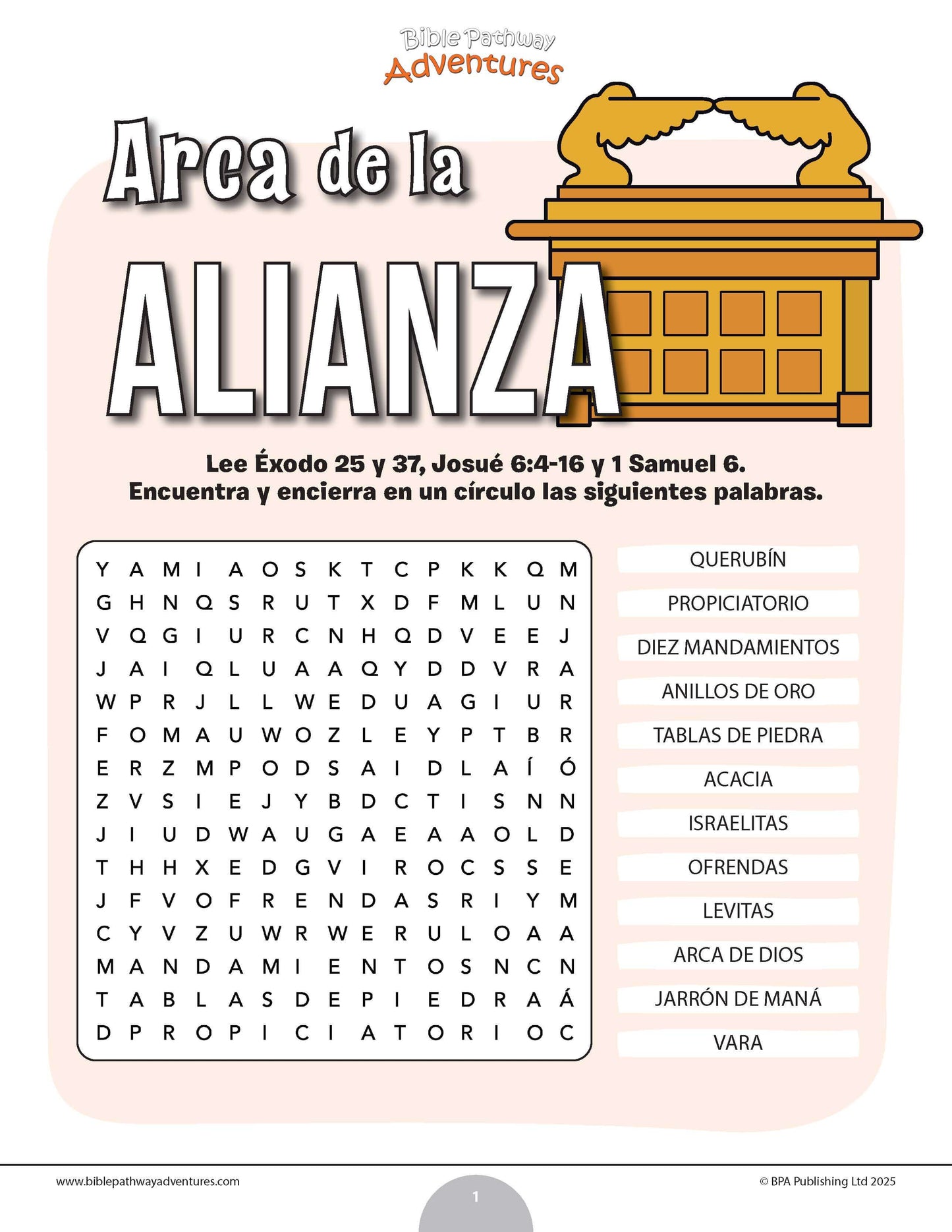 Sopa de letras del Arca de la Alianza