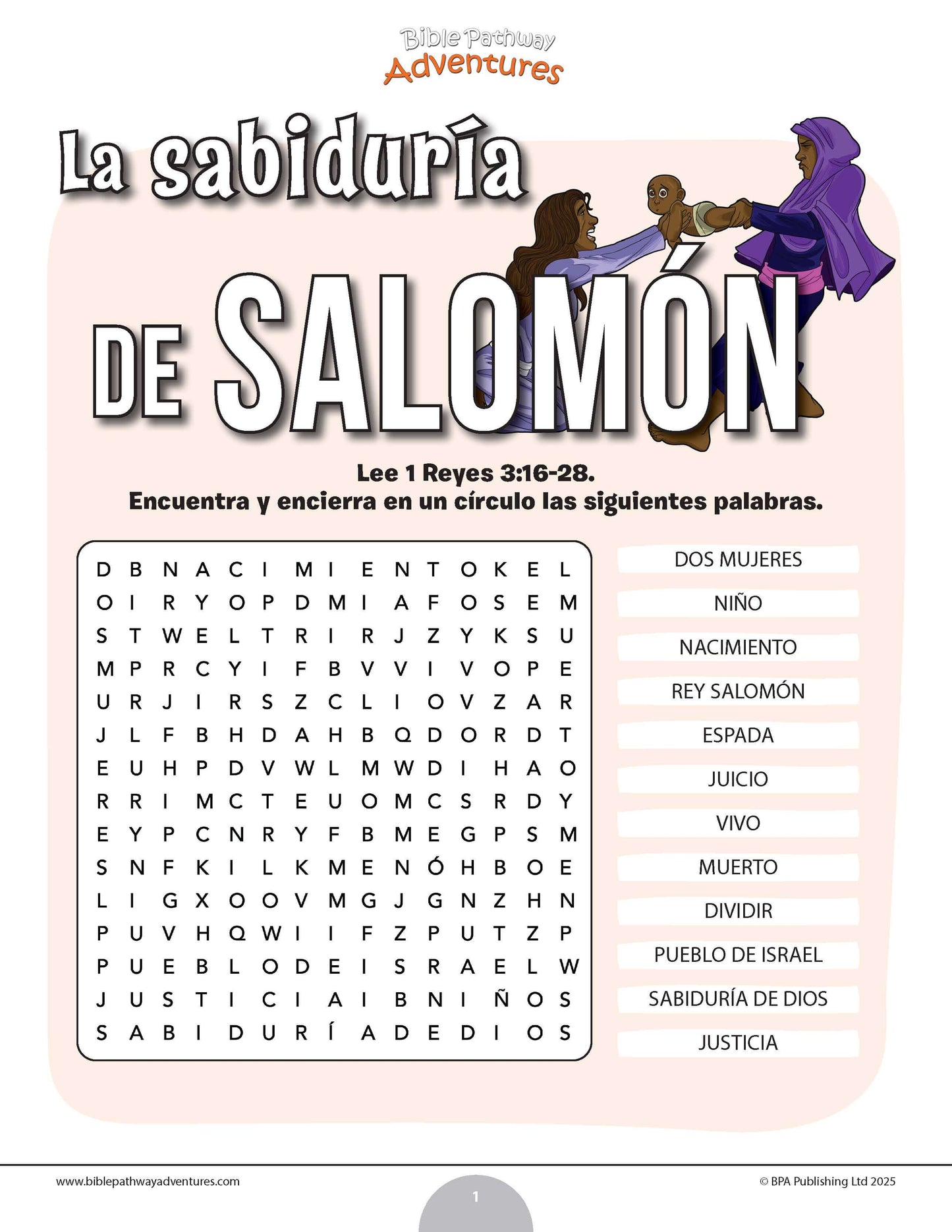 Sopa de letras de la sabiduría de Salomón
