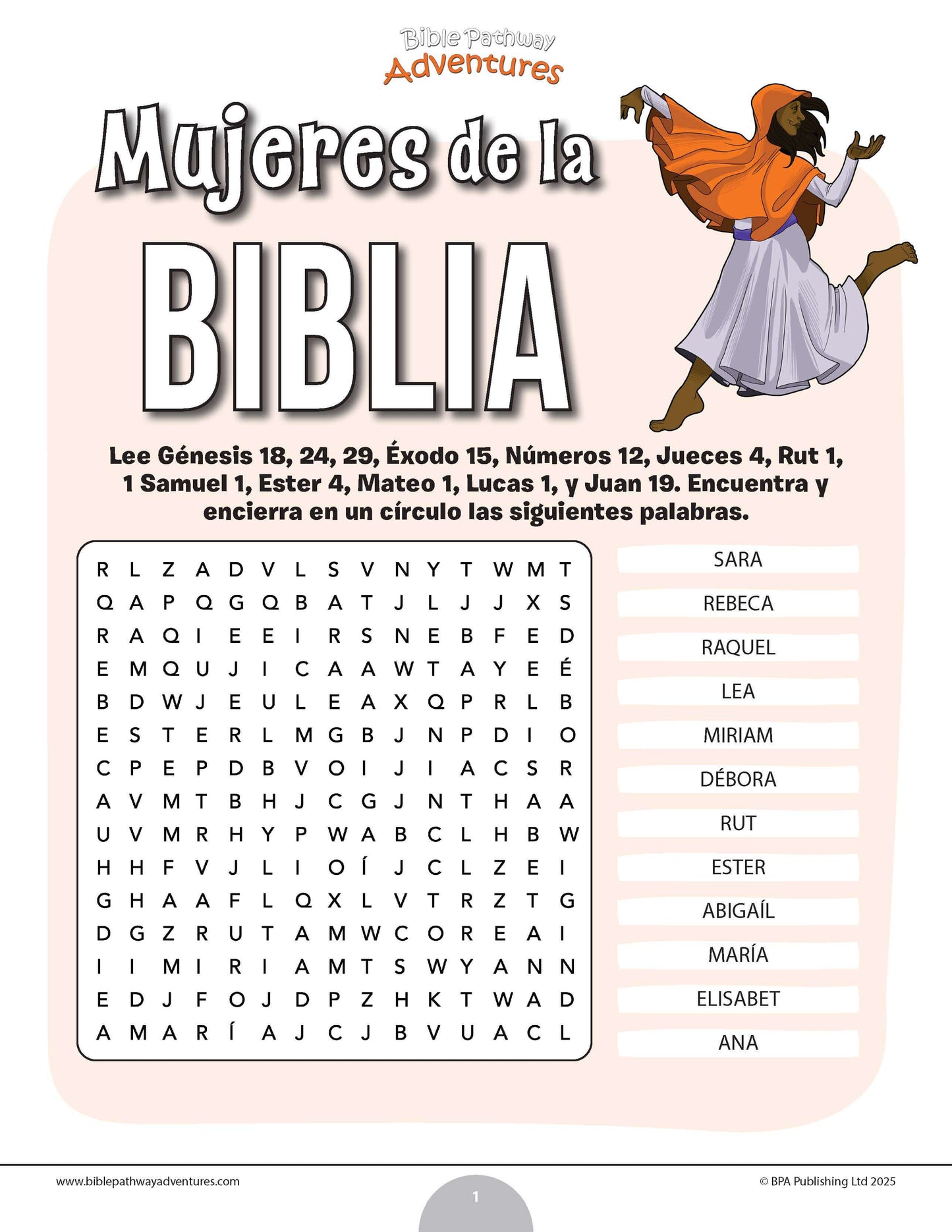Sopa de letras de las mujeres de la Biblia