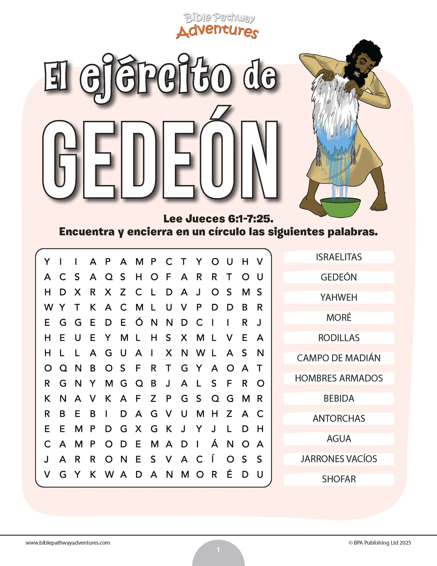 Sopa de letras del ejército de Gedeón