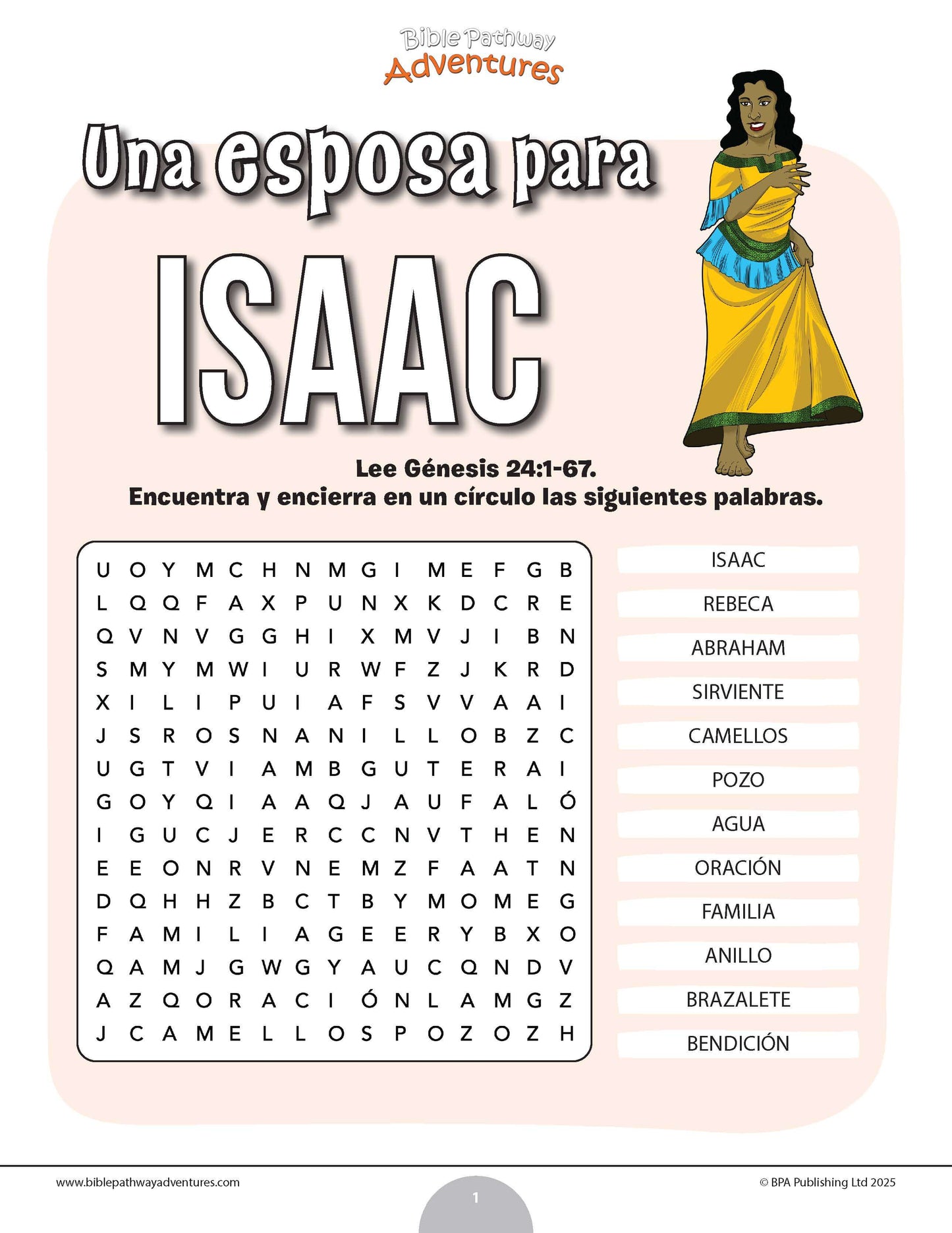 Sopa de letras de una esposa para Isaac