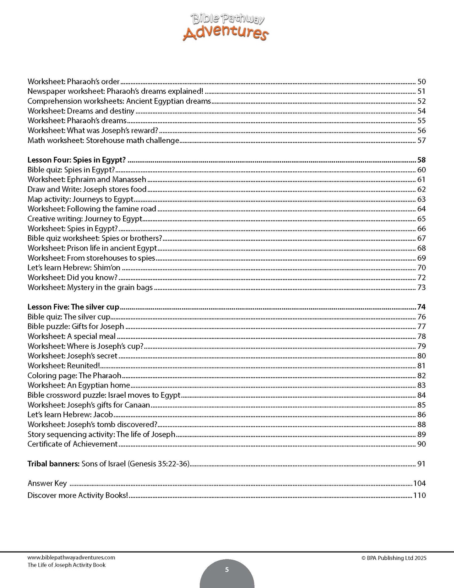 The Life of Joseph Activity Book (PDF)