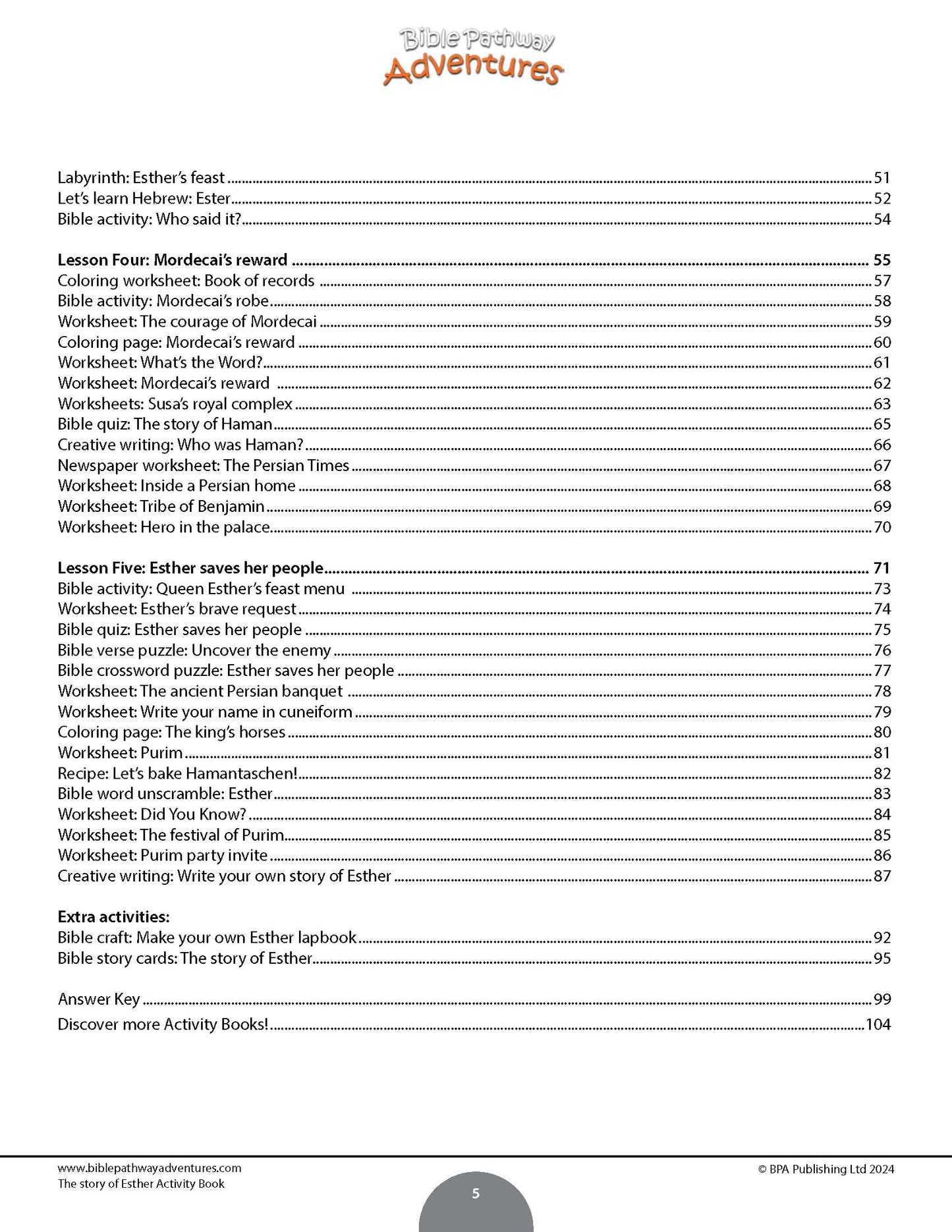 The story of Esther Activity Book (PDF)