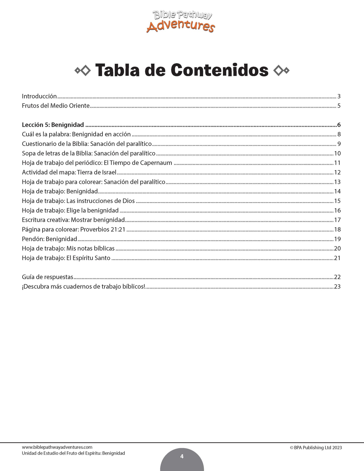 Unidad de estudio | Benignidad: Fruto del Espíritu (grados 3-6)