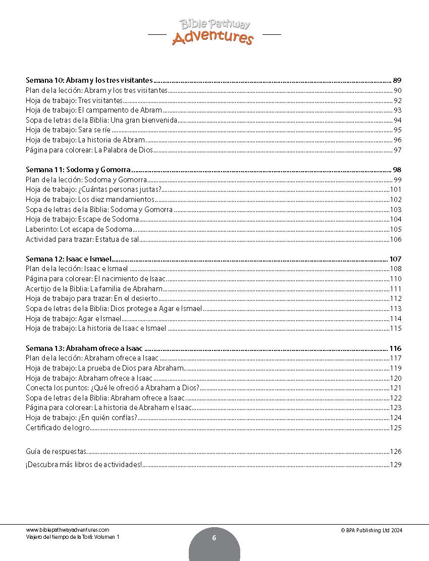 Viajero del tiempo de la Torá: Libro de actividades para principiantes - Volumen 1 (PDF)