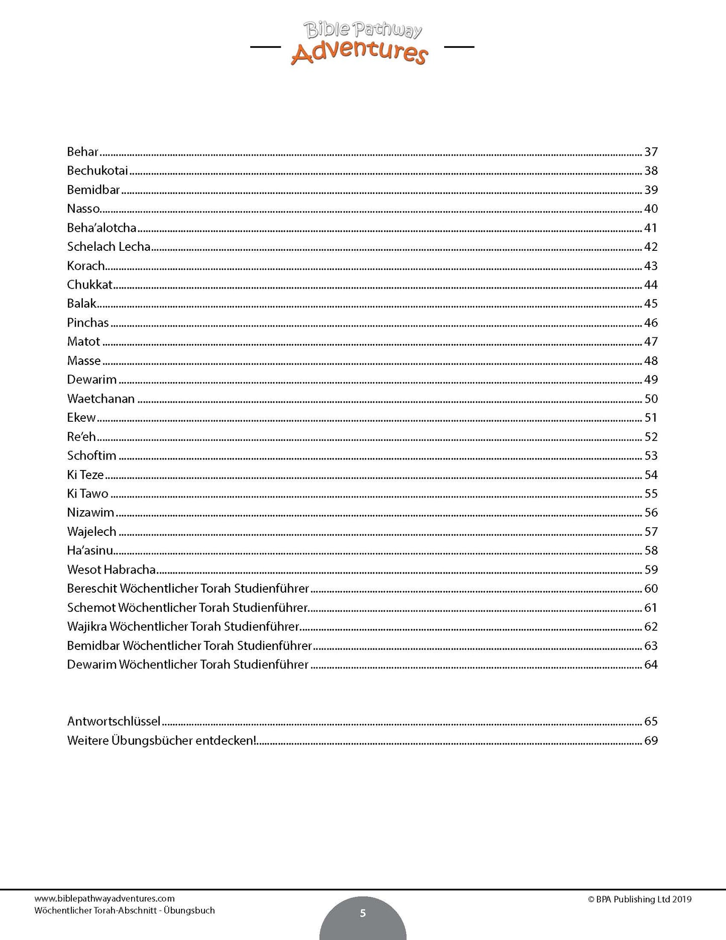 Wöchentlicher Torah-Abschnitt Übungsbuch (PDF)