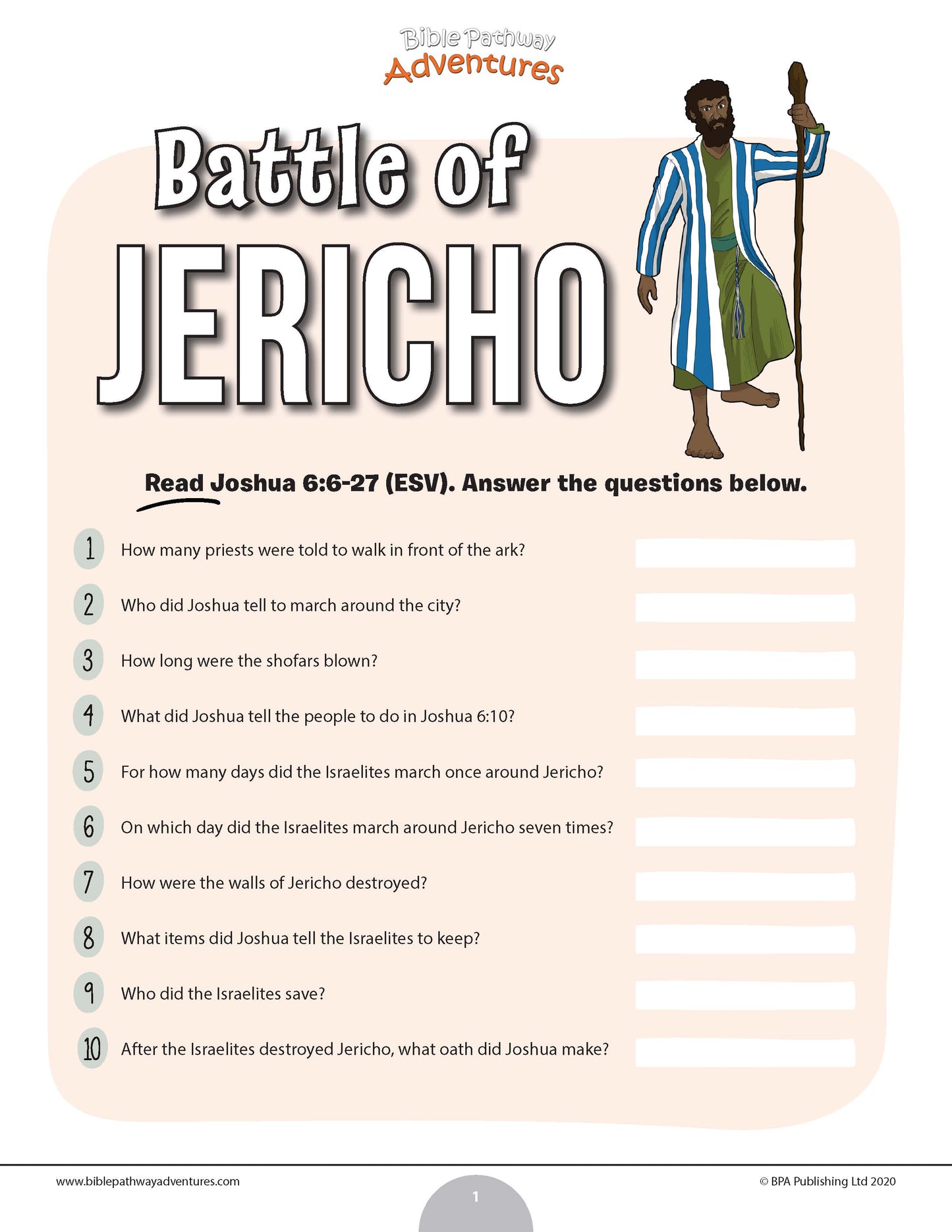 Battle of Jericho Bible quiz (PDF)