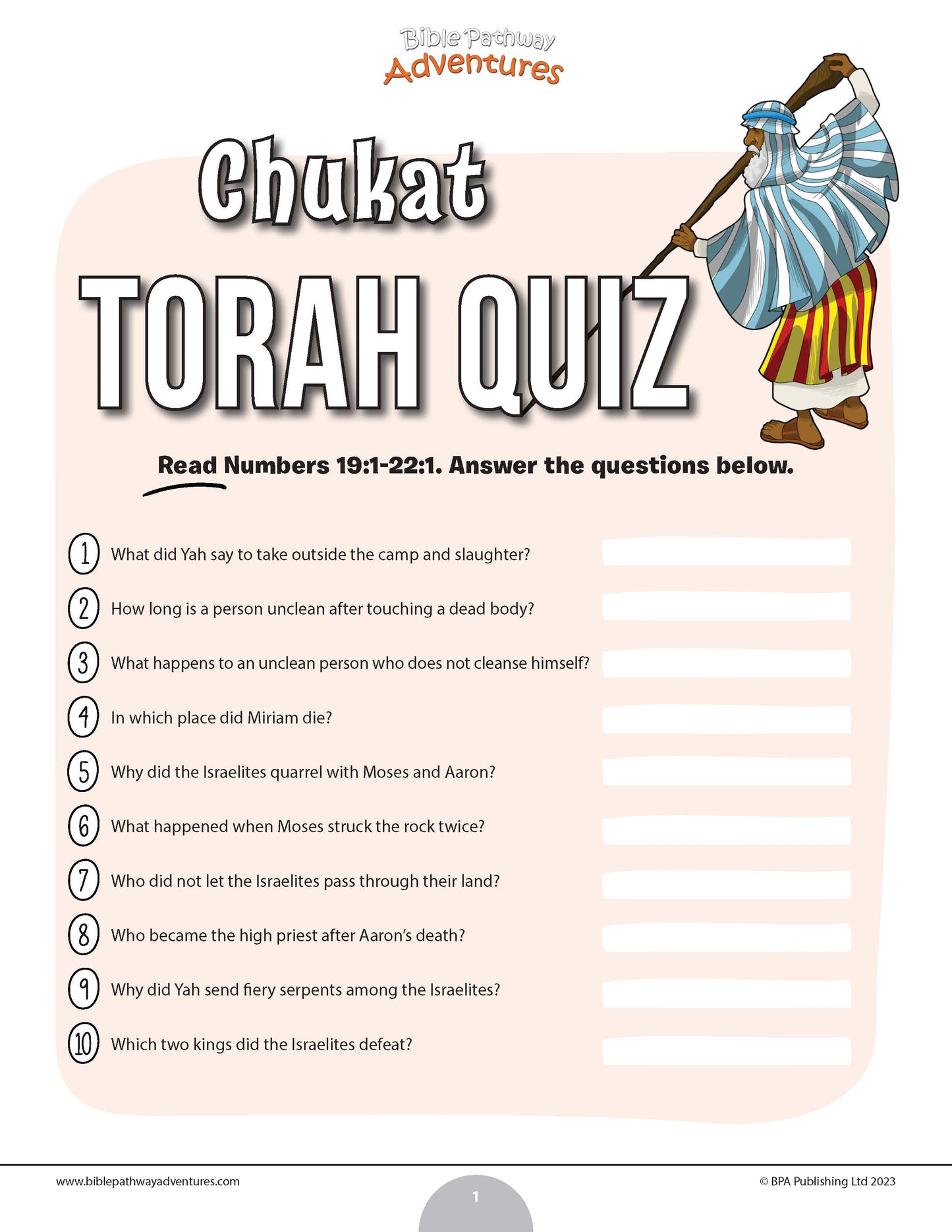 Chukat Torah quiz (PDF)