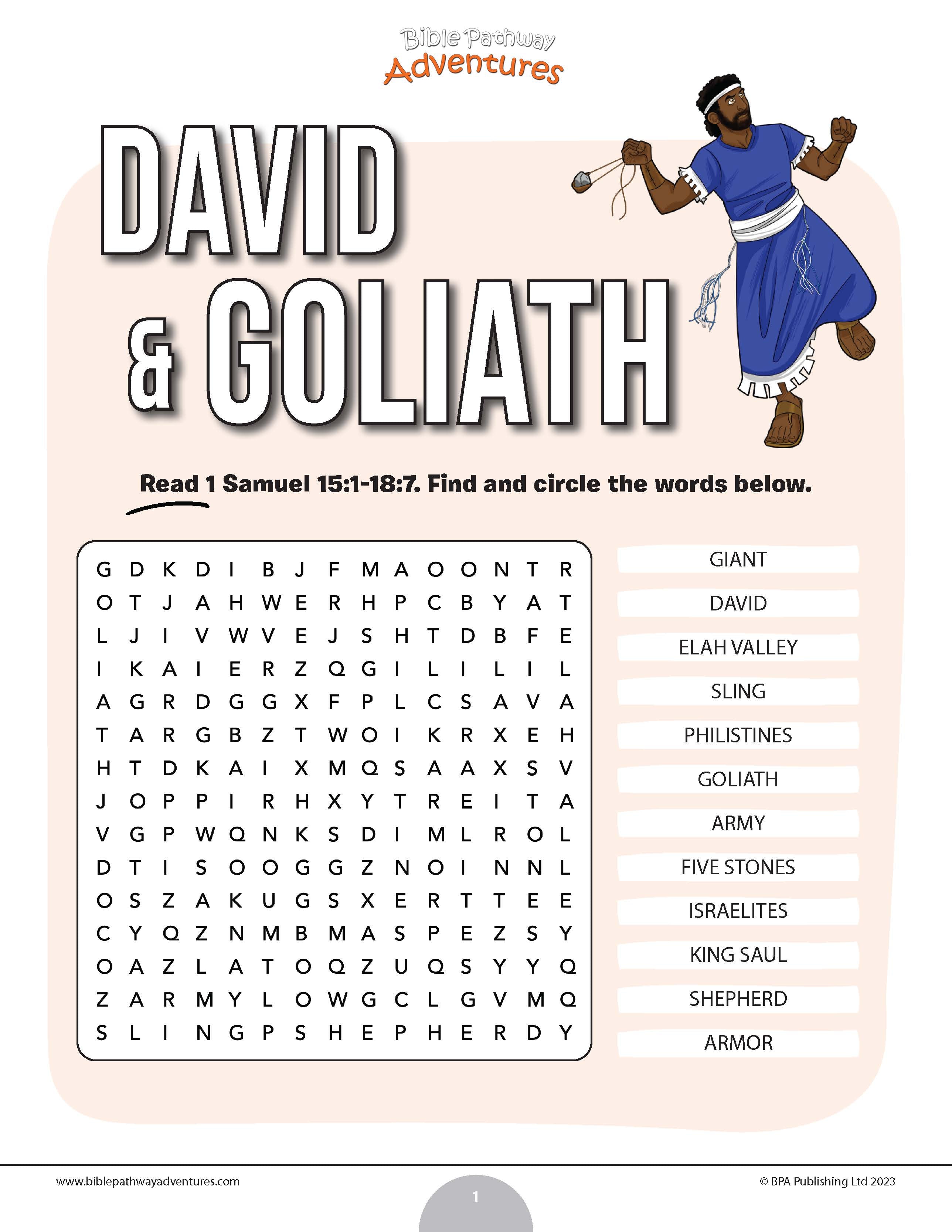 David And Goliath Bible Story Printables David And Goliath Bible Story Printables