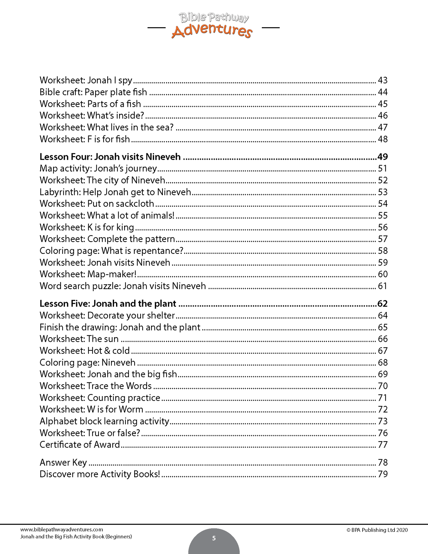 Jonah and the Big Fish Activity Book for Beginners (PDF)