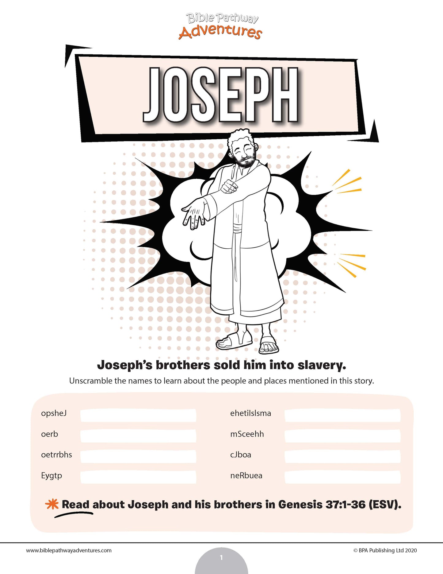 Joseph Bible word scramble (PDF)