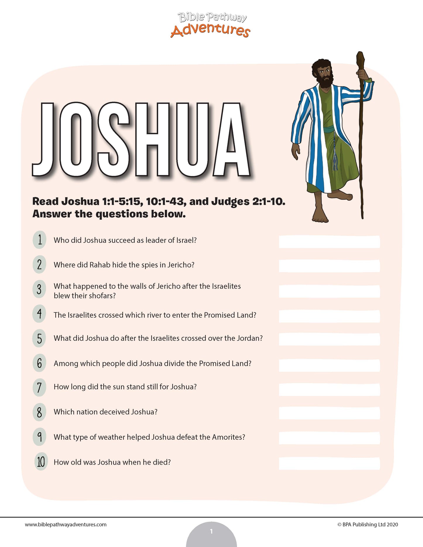 Joshua Bible quiz (PDF)